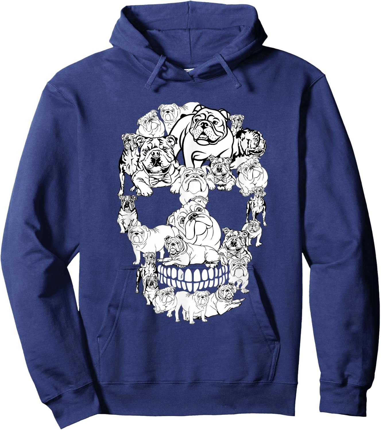 English Bulldog Skull Dog Lovers Horror Halloween Costumes Men Women Kids Hoodie - Hoodie | Navy