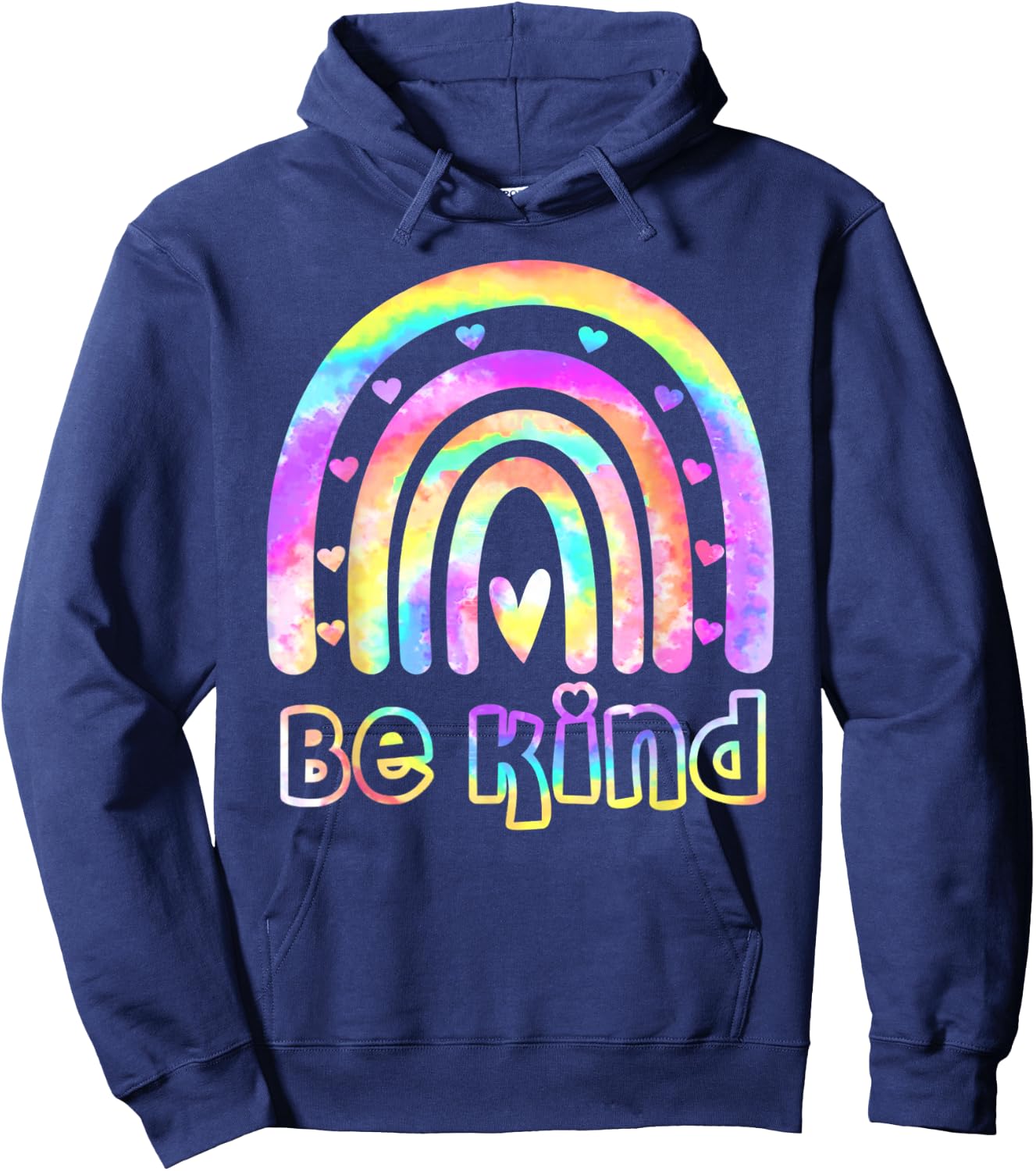 Be Kind Tie Dye Rainbow Choose Kindness Women Kids Girls Hoodie - Hoodie | Navy