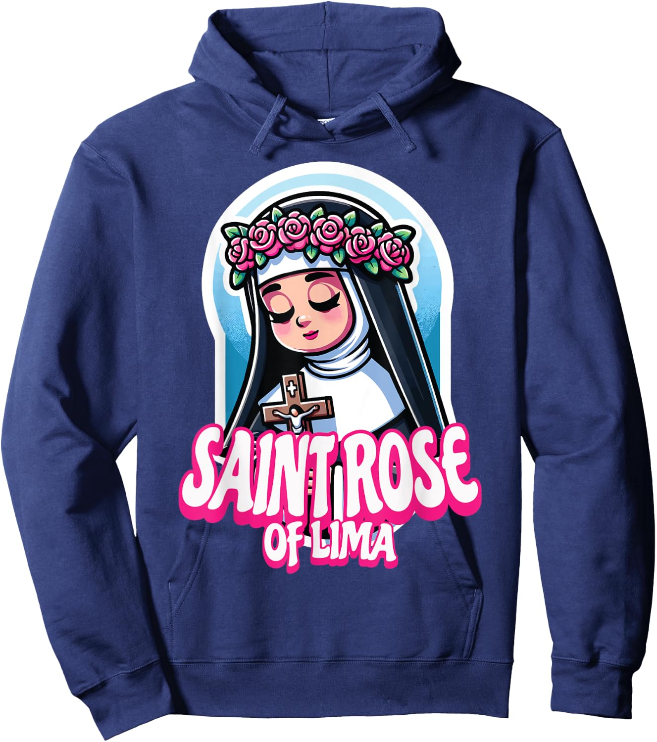 St Rose of Lima Catholic Saint Peru Philippines Crucifix Hoodie - Hoodie | Navy