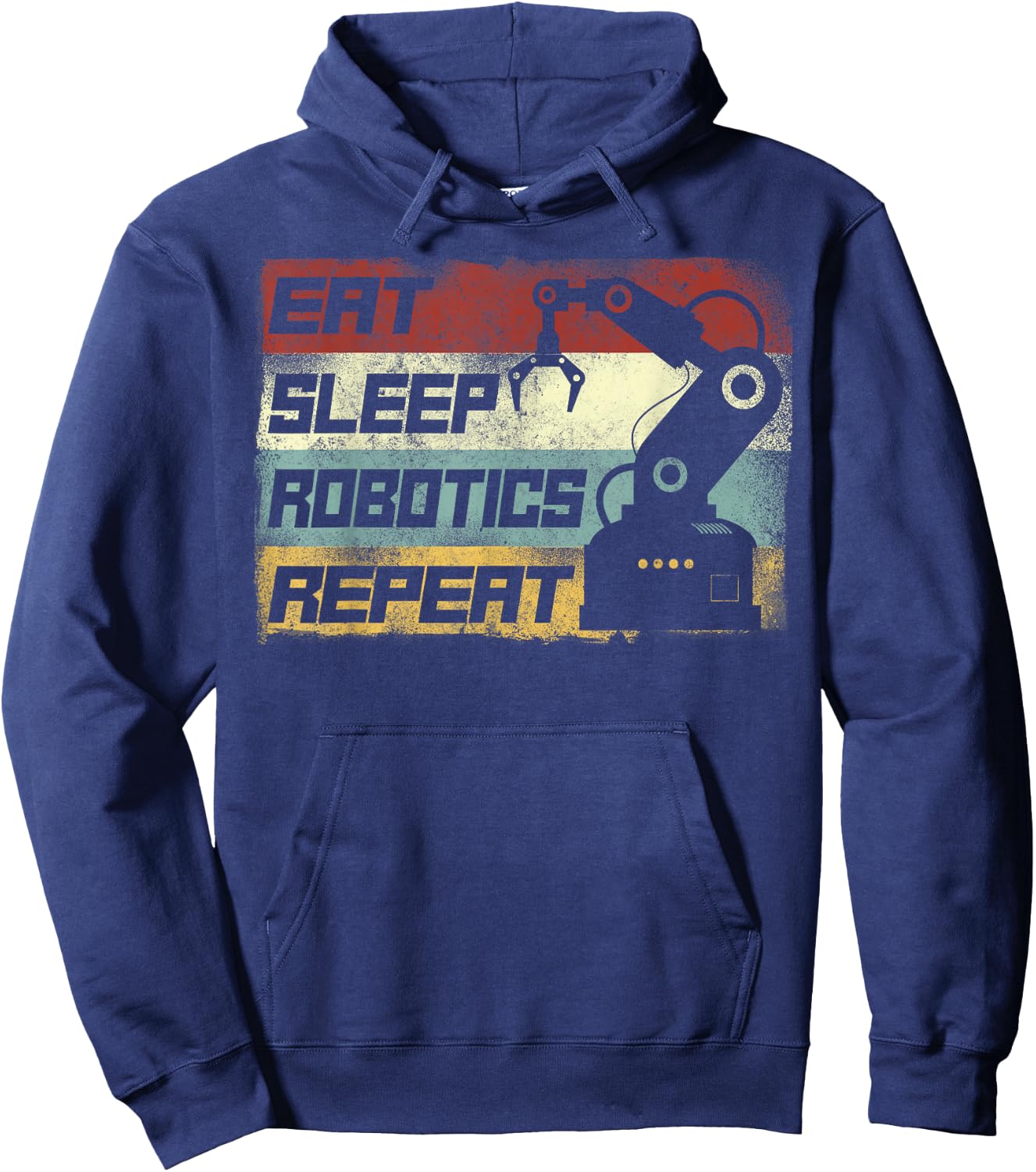 Robot Robotics Engineer Retro Vintage Eat Sleep Robotics Hoodie - Hoodie | Navy