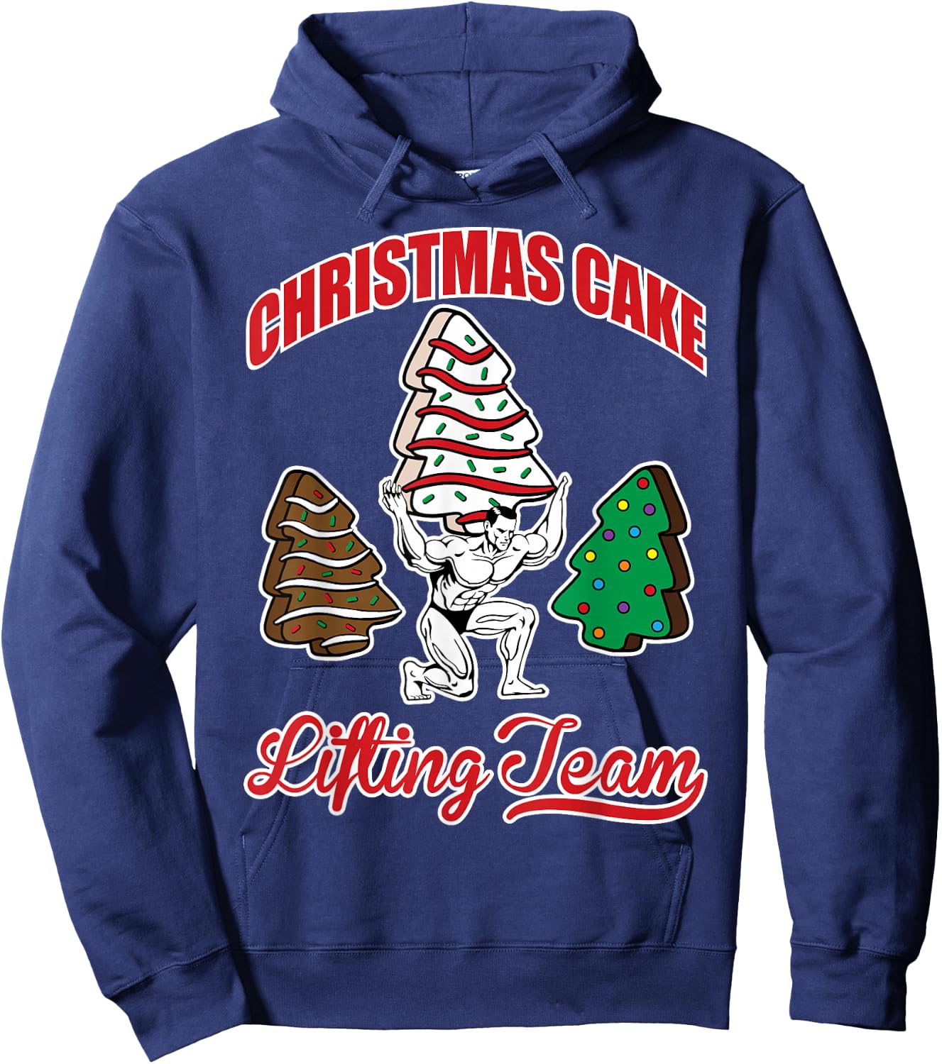 Christmas Cake Lifting Team Funny Gym Fitness Weightlifting Hoodie - Hoodie | Navy