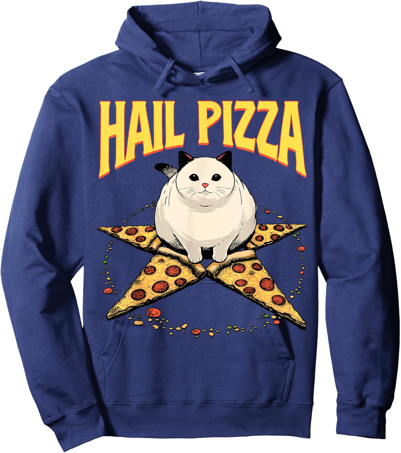 Hail Pizza Shirt Satanic Pizza Pentagram Cat Occult Lucifer Women Hoodie - Hoodie | Navy