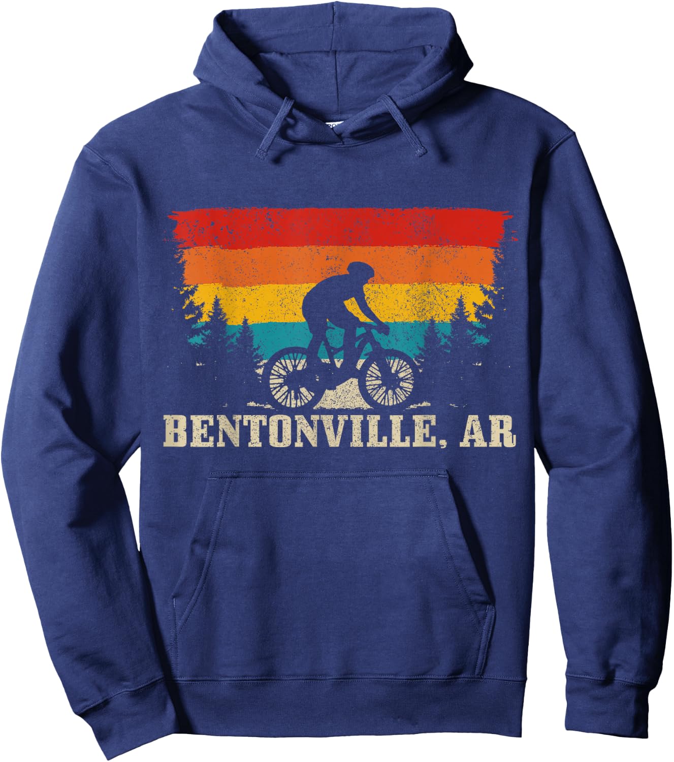 Bentonville Arkansas Vintage Mountain Bike Cycling Hoodie - Hoodie | Navy