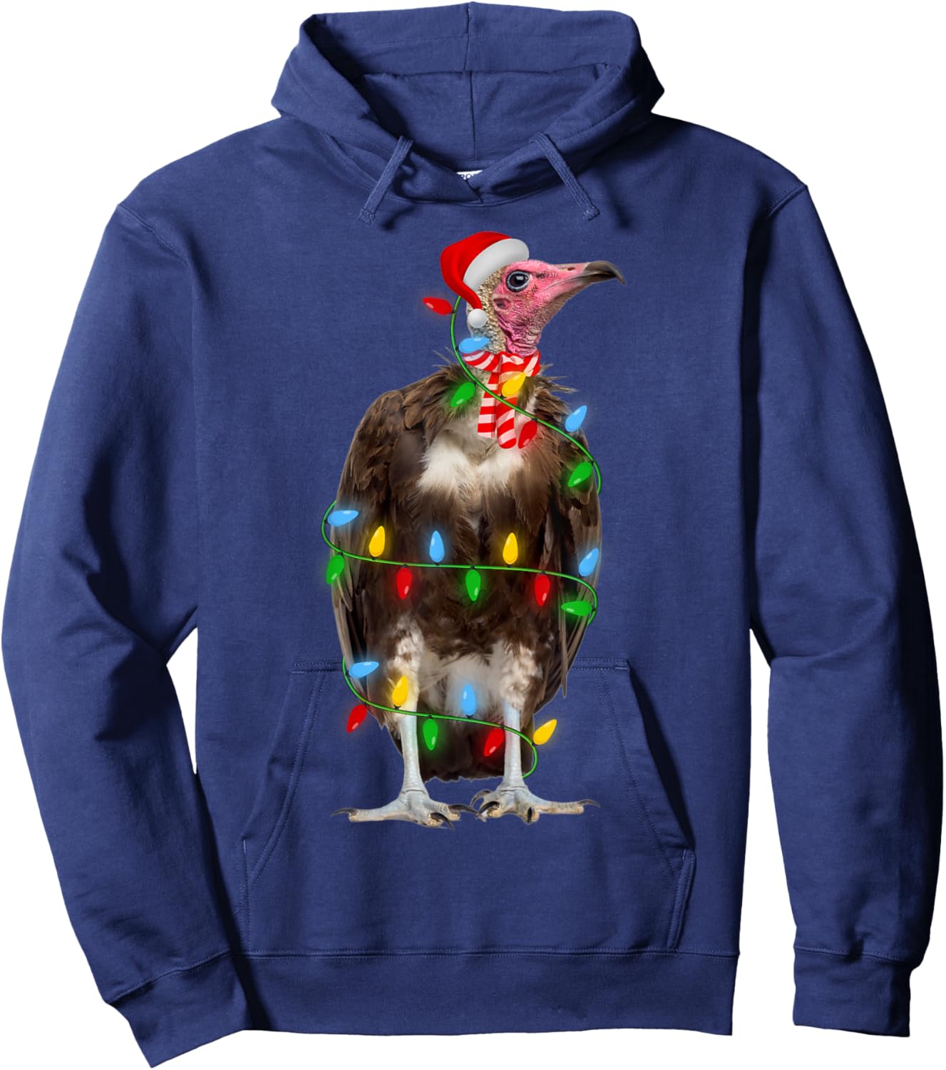 Vulture Bird Xmas Lighting Holiday Santa Vulture Christmas Hoodie - Hoodie | Navy