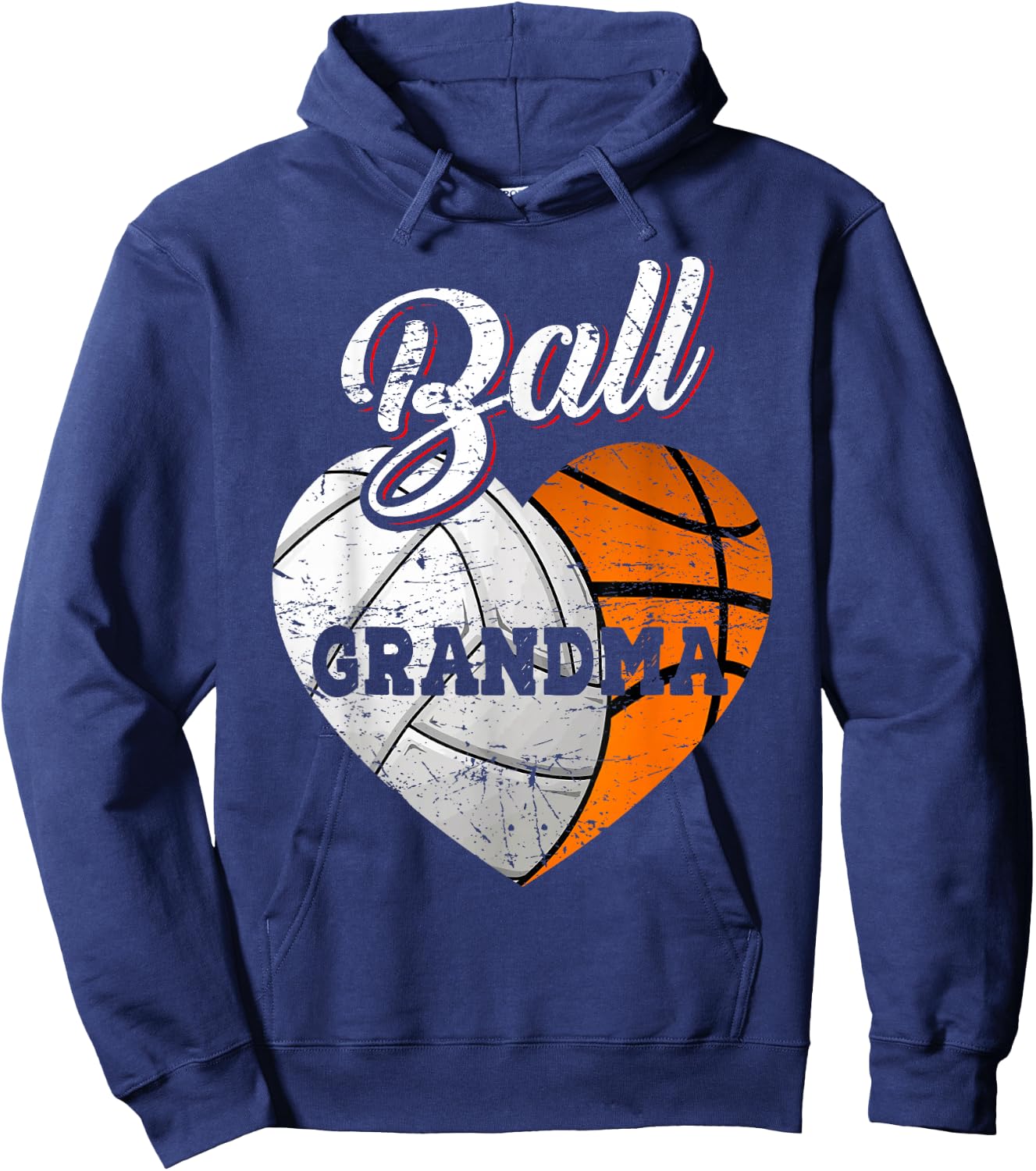 Ball Grandma Volleyball Basketball Heart Hoodie - Hoodie | Navy