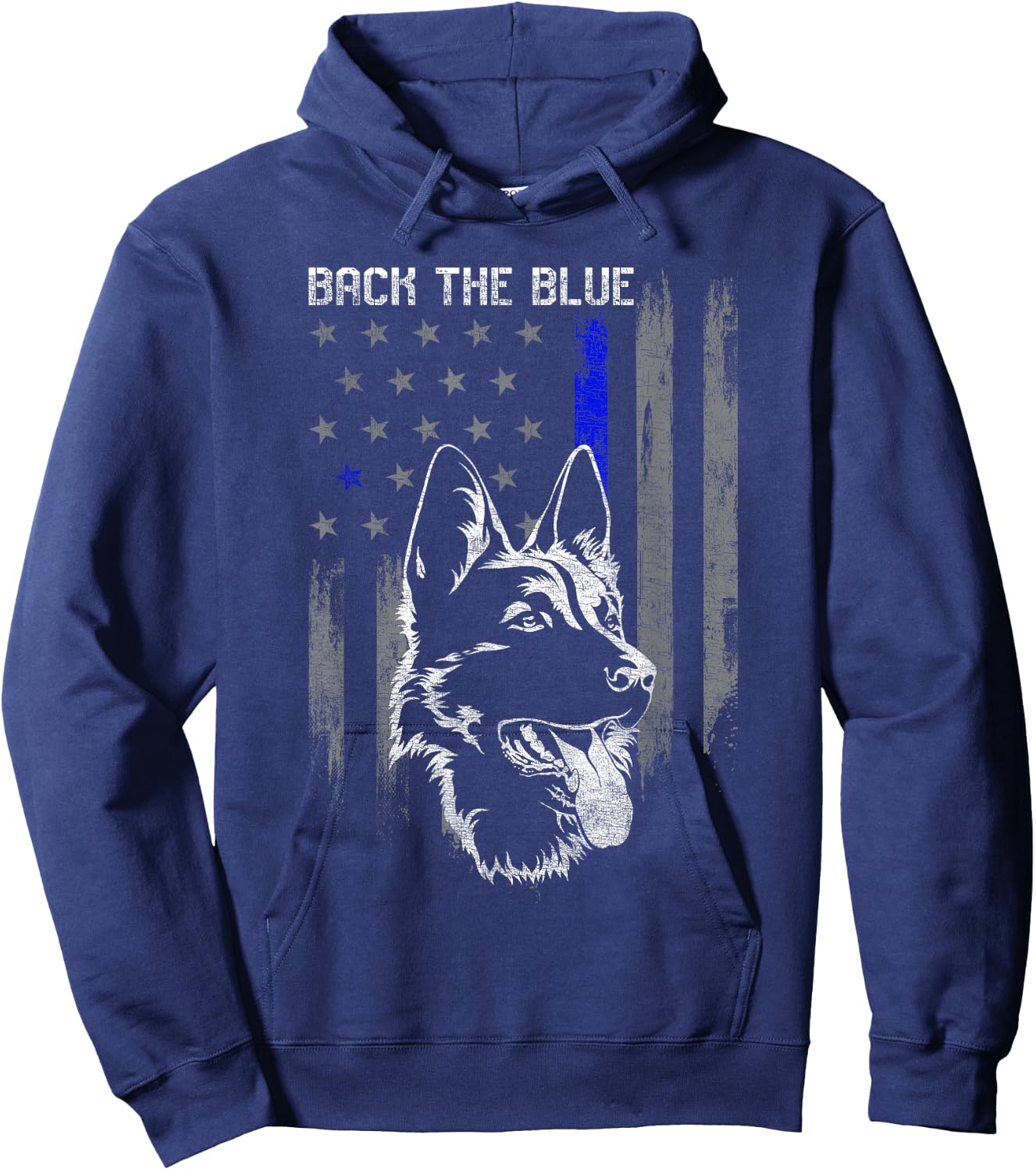 Back The Blue Thin Blue Line Flag German Shepherd Police Hoodie - Hoodie | Navy