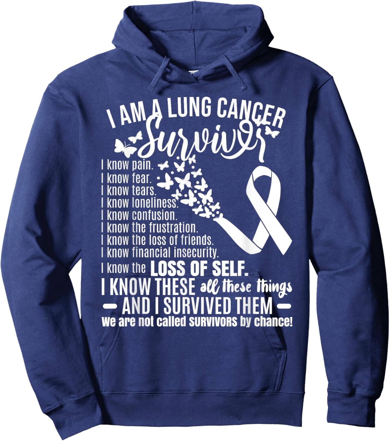 I Am A Lung Cancer Survivor Hoodie - Hoodie | Navy