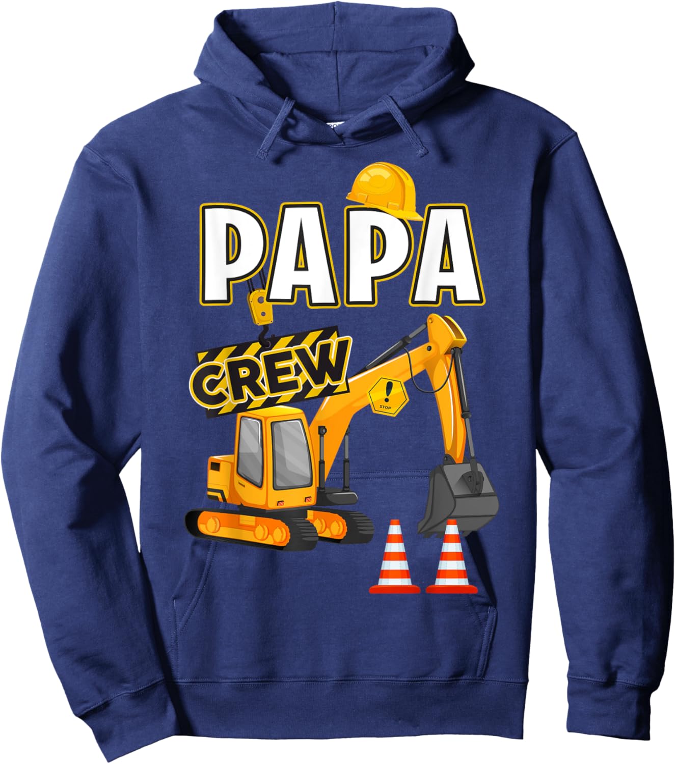Papa of The Birthday Crew Construction B-Day Matching Family Hoodie - Hoodie | Navy