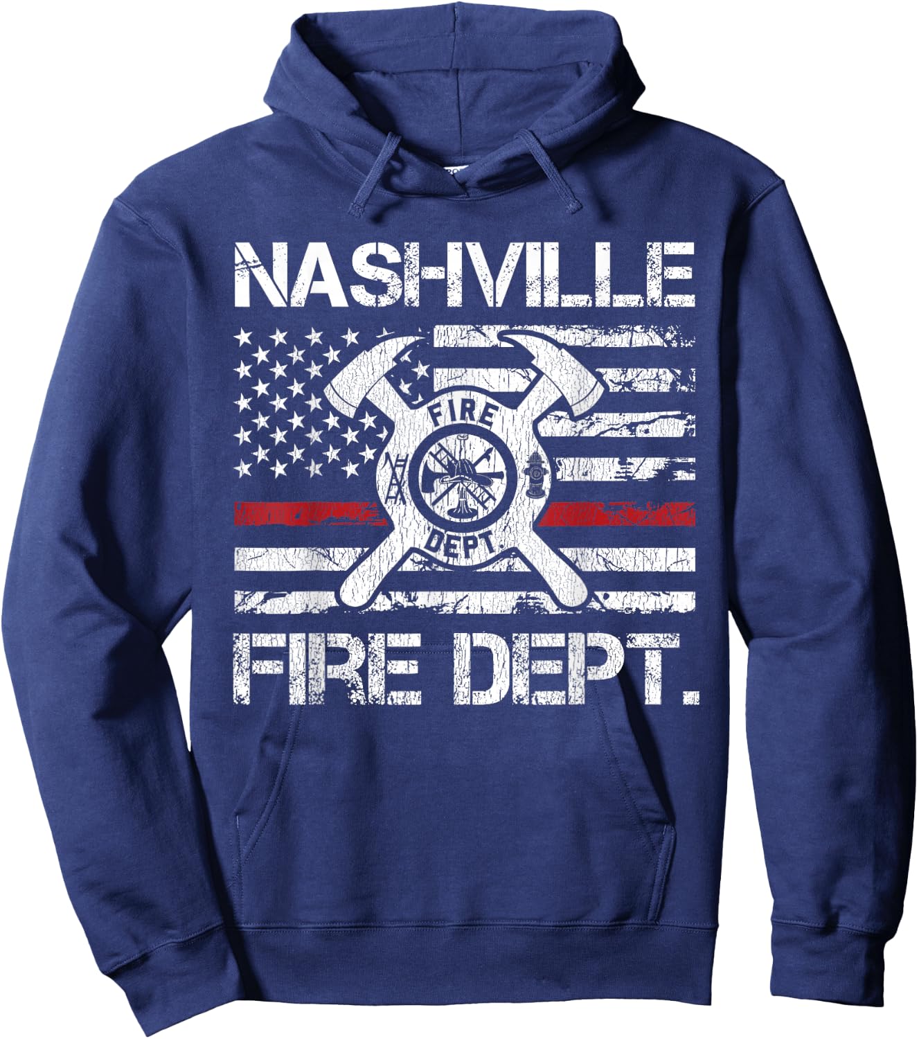 Nashville Tennessee Fire Department Thin Red Line Fireman Hoodie - Hoodie | Navy
