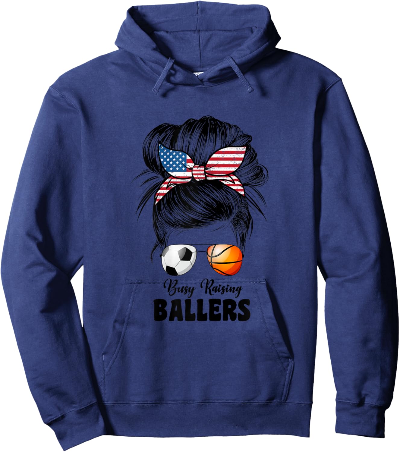 Busy Raising Ballers Soccer And Basketball Mom Mom Hoodie - Hoodie | Navy