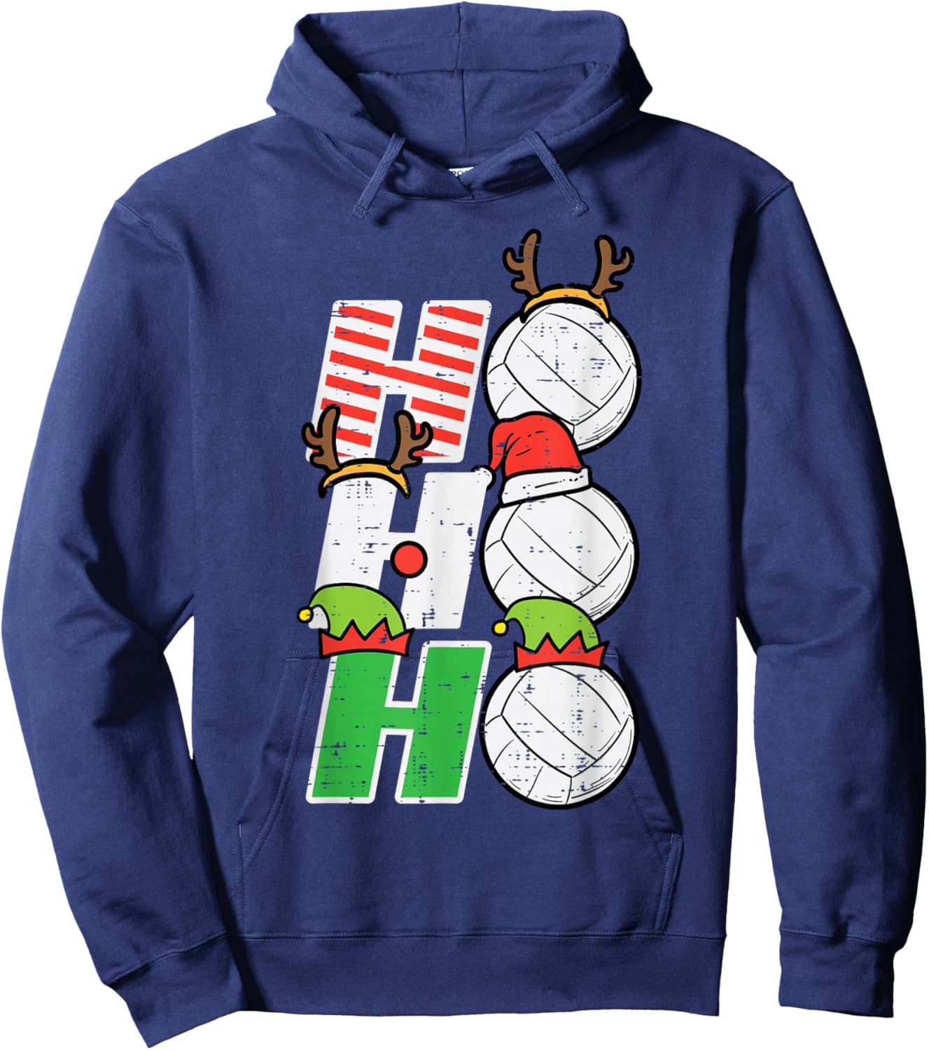 Christmas Volleyball Ho Ho Ho Xmas Sports Men Women Kids Hoodie - Hoodie | Navy