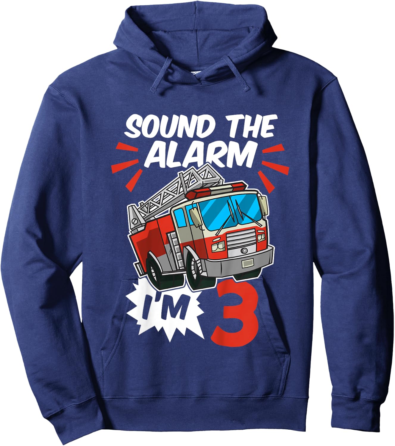 Firefighter I'm 3 Birthday Fire Truck 3rd birthday Hoodie - Hoodie | Navy