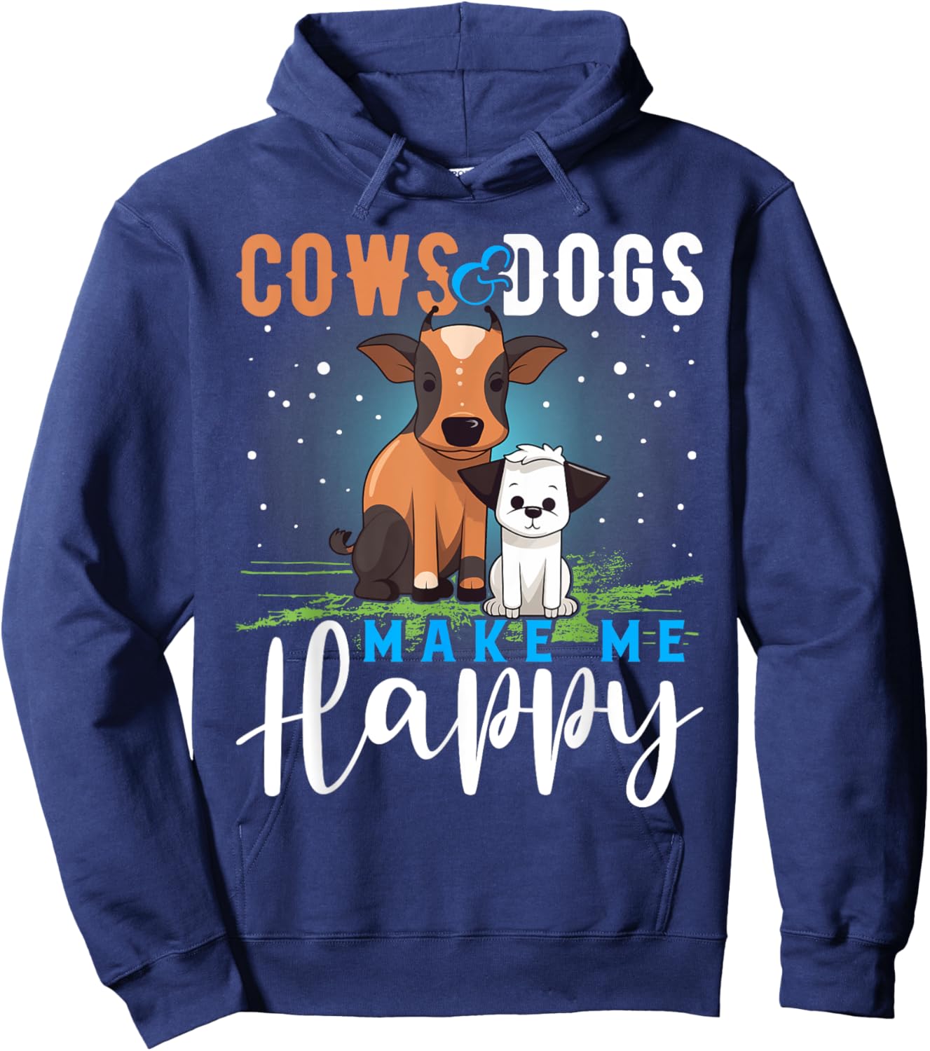 Cows and Dogs Make Me Happy T Shirt Funny Cow Cattle Hoodie - Hoodie | Navy