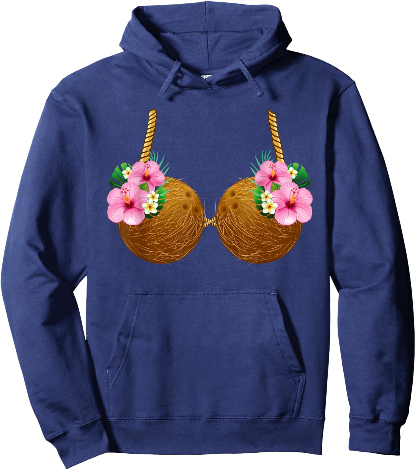 Coconut Bra Hawaiian Tropical Costume Luau Party Hawaii Hoodie - Hoodie | Navy
