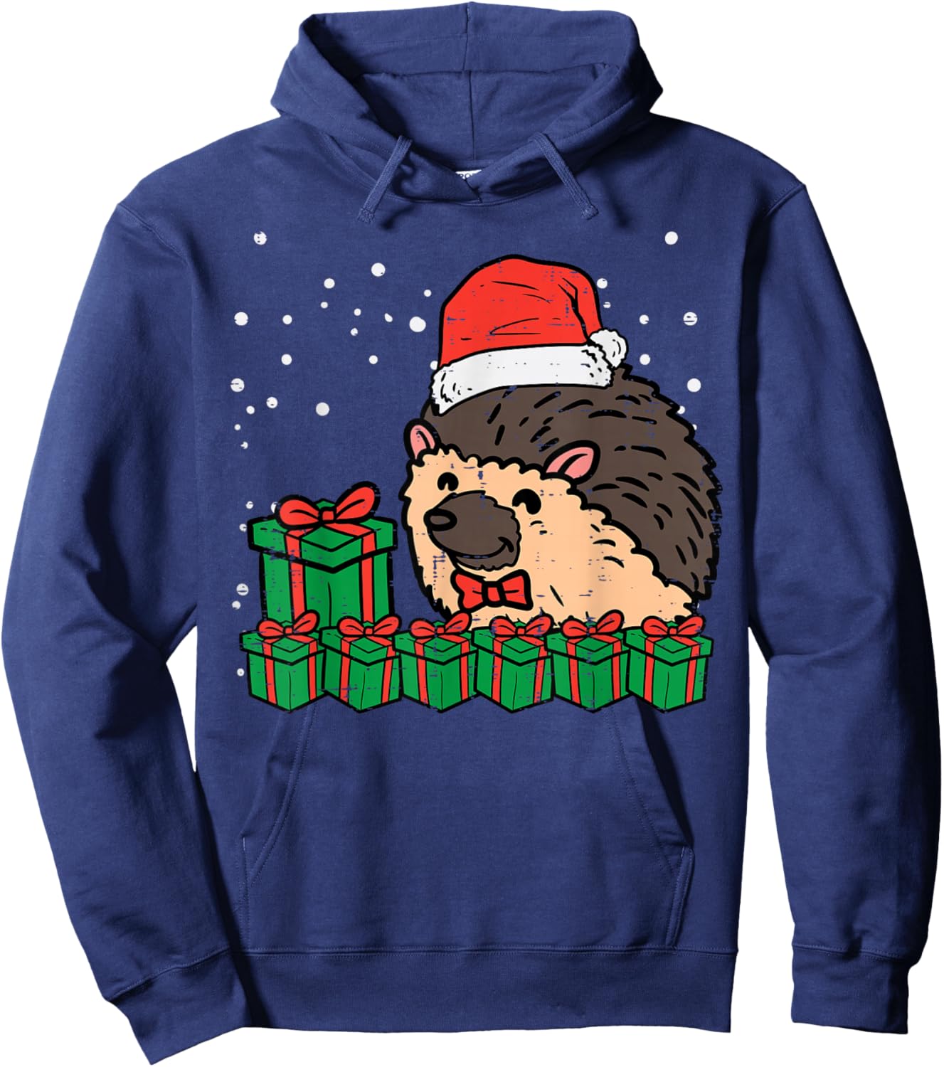 Christmas Hedgehog Santa Cute Xmas Porcupine Men Women Kids Hoodie - Hoodie | Navy