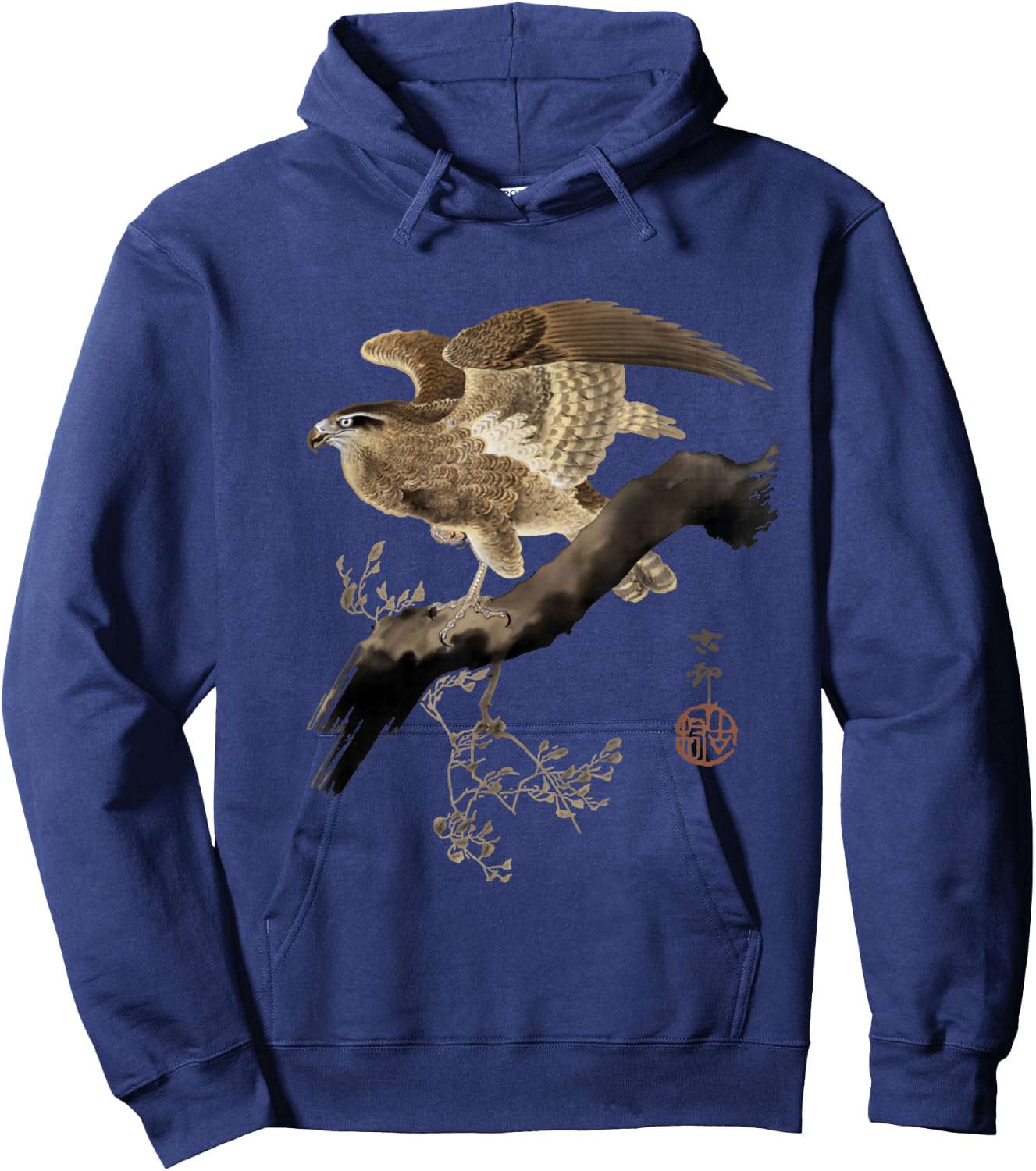 Japanese Falcon Bird of Prey Hunting Bird Falconry Japan Art Hoodie - Hoodie | Navy