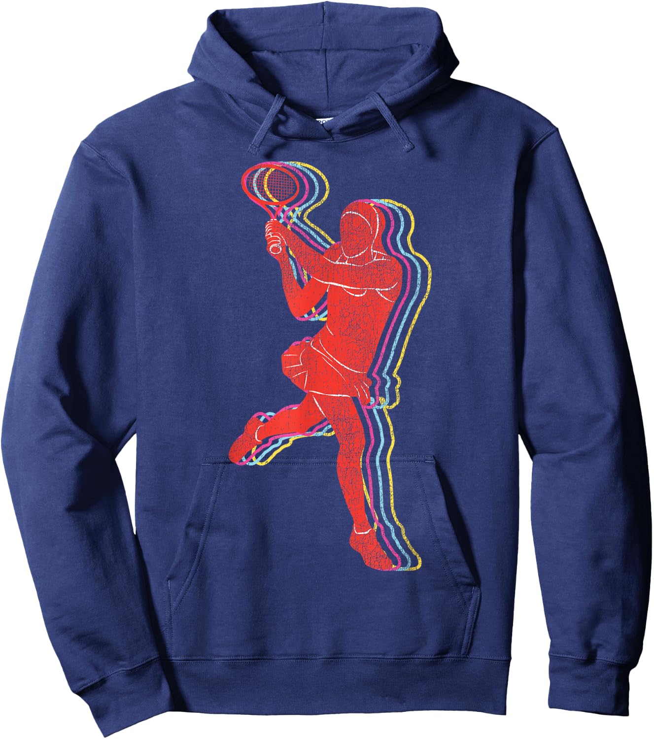 Funny Tennis Player Racket Retro Vintage Hoodie - Hoodie | Navy