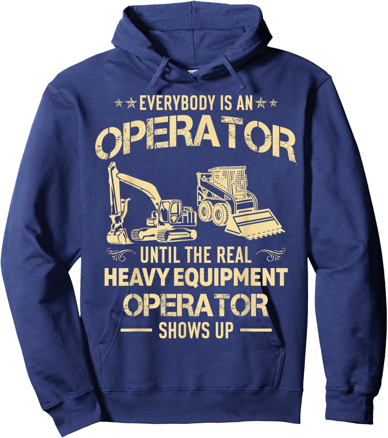 Heavy Equipment Operator Vintage Construction Worker Funny Hoodie - Hoodie | Navy