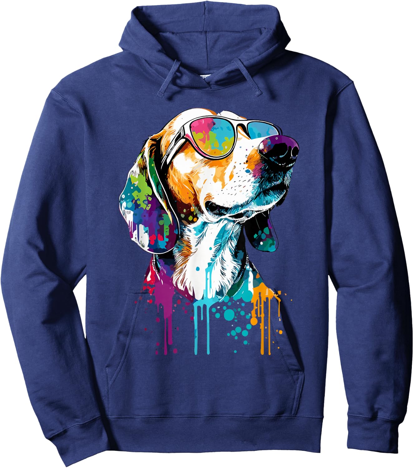Colorful American Foxhound Wearing Sunglasses Dog Lover Hoodie - Hoodie | Navy