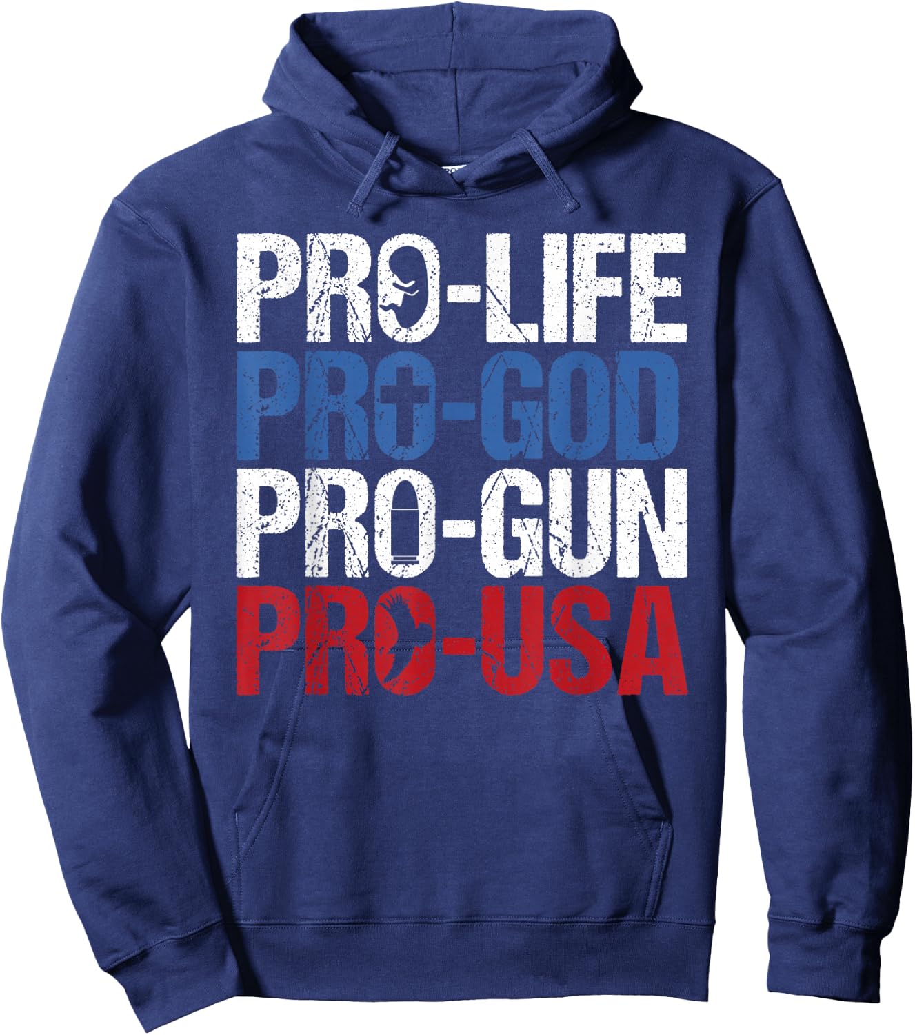 Pro Life God Gun USA Conservative Republican Pro America Hoodie - Hoodie | Navy