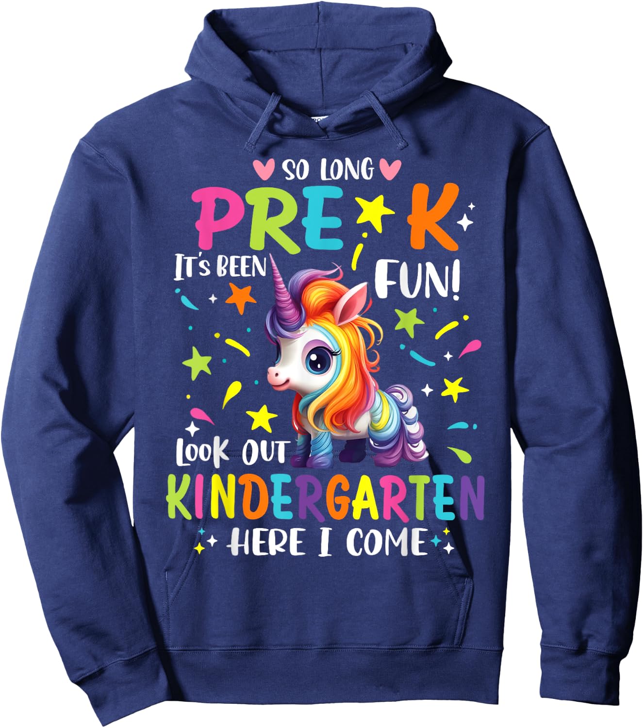 So Long Pre-K Kindergarten Here I Come Unicorn Graduation Hoodie - Hoodie | Navy