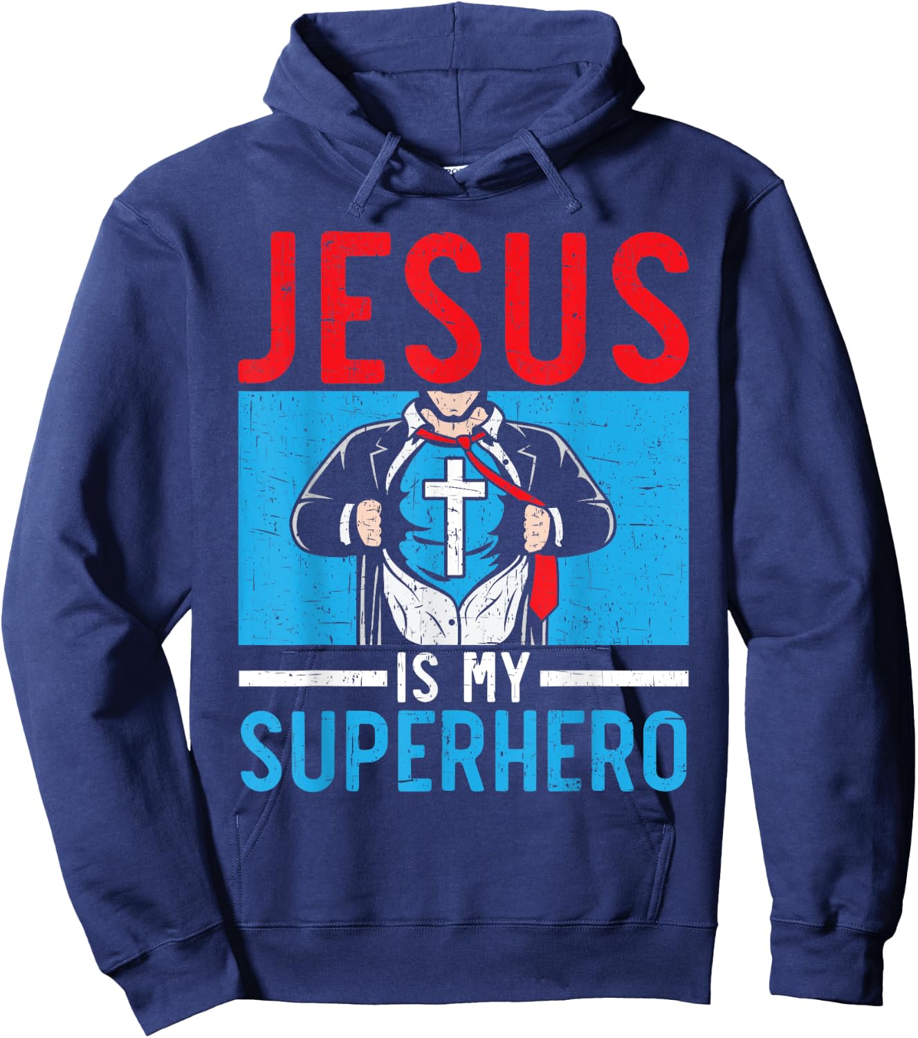 Jesus Is My Superhero Religious Pastor Christian Believer Hoodie - Hoodie | Navy