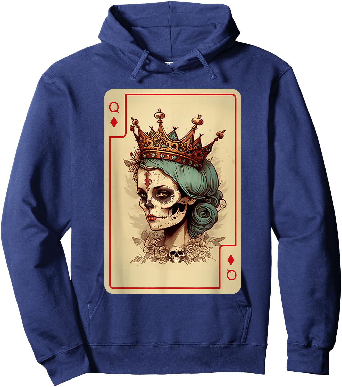 Diamond Queen Gothic Poker Card Game Creepy Queen of Diamond Hoodie - Hoodie | Navy