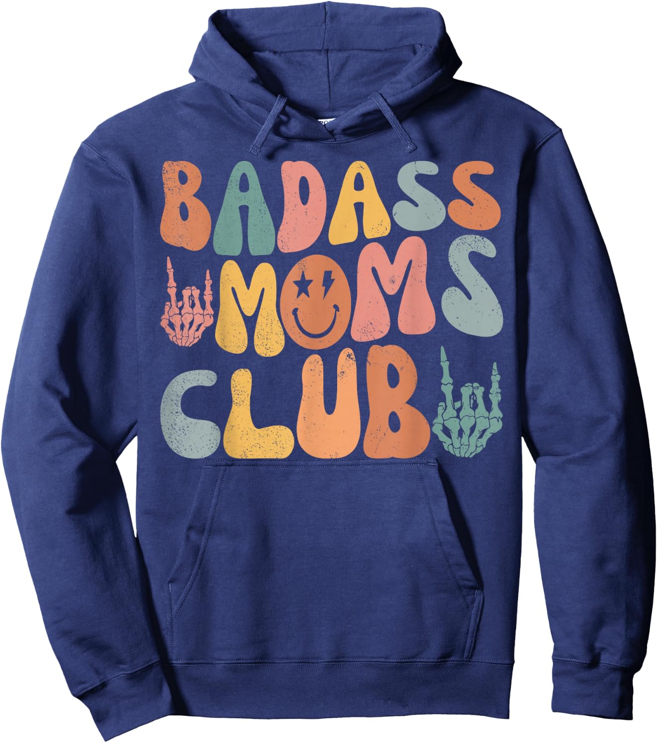 Groovy Badass Moms Club Cool Mom Funny Family Humor Retro Hoodie - Hoodie | Navy