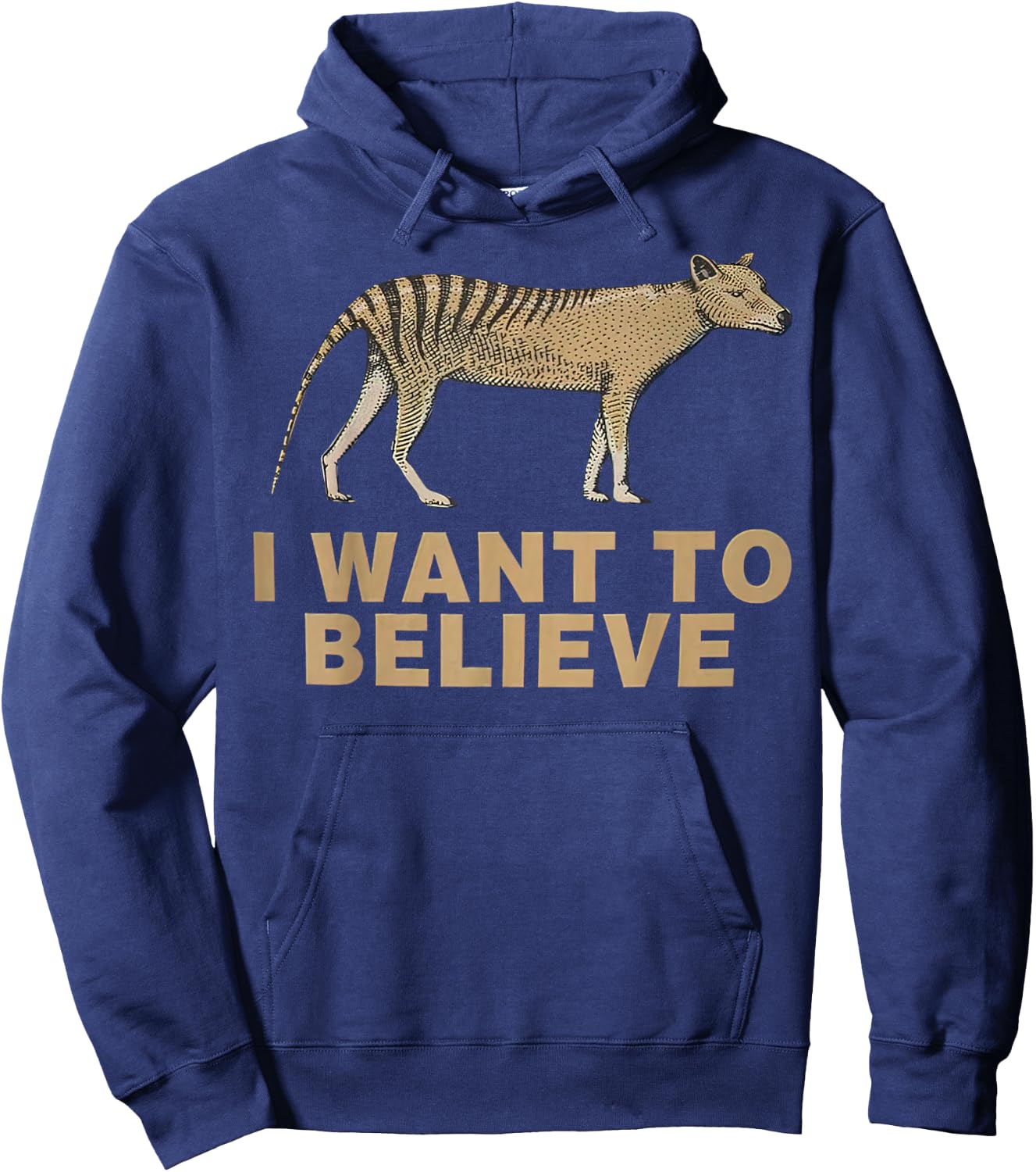 Thylacine Kingdom Extinct I Want To Believe Tasmanian Hoodie - Hoodie | Navy