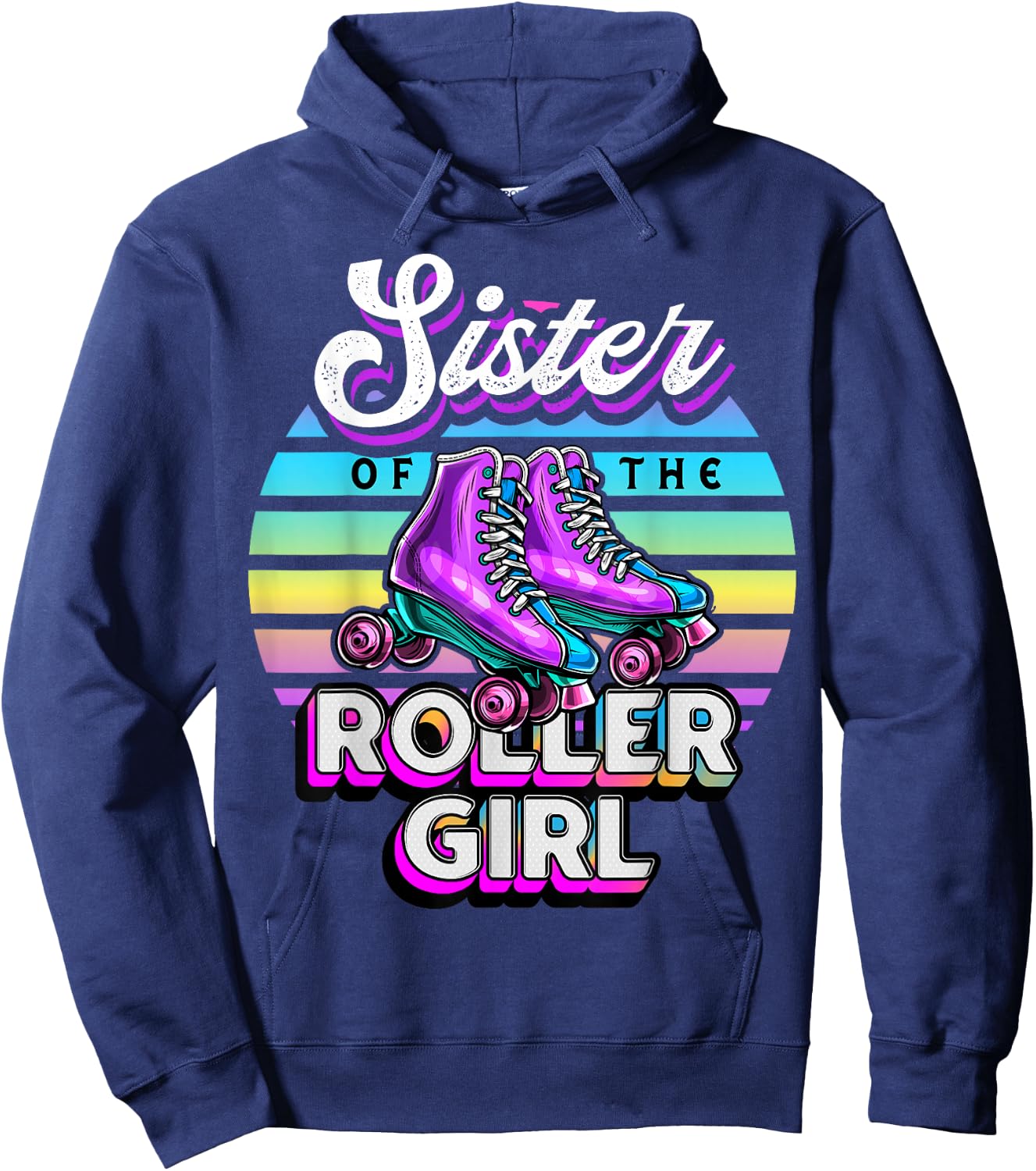 Sister Roller Girl Roller Skating Birthday Matching Family Hoodie - Hoodie | Navy