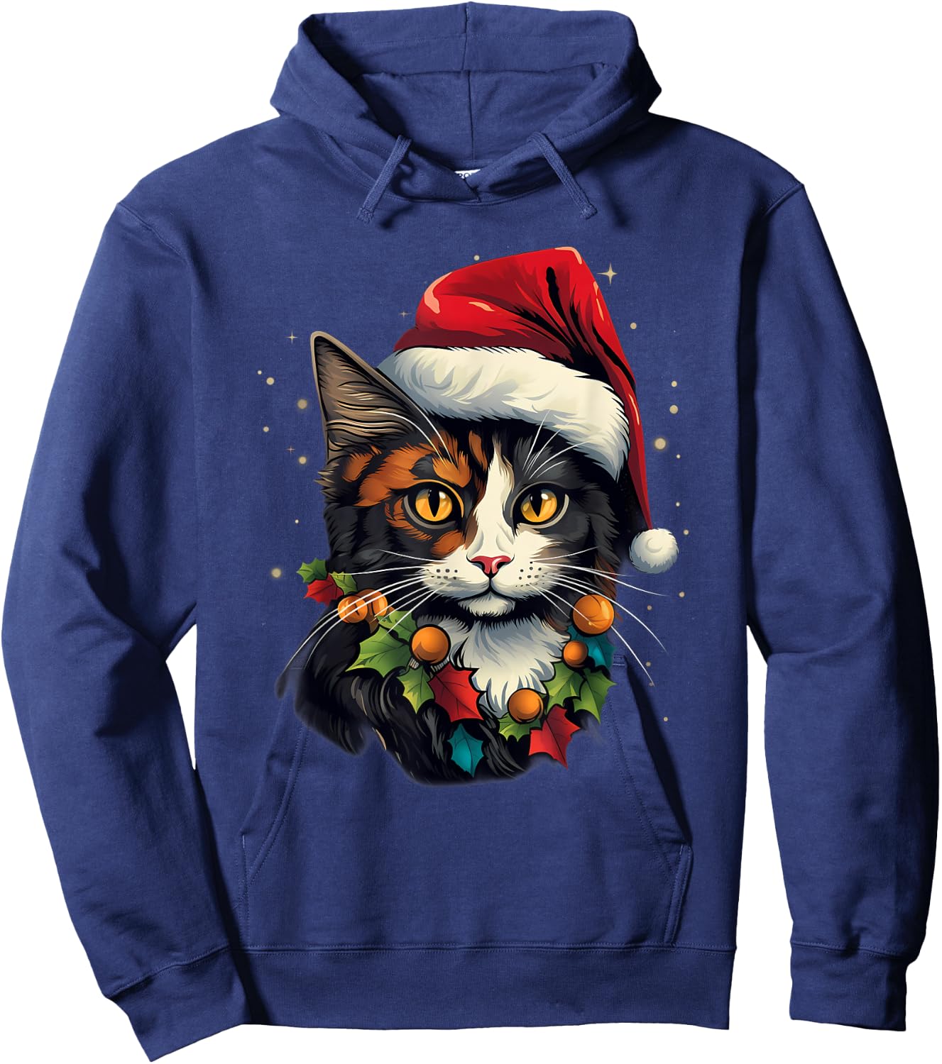 Merry Xmas Calico Cat Christmas Hoodie - Hoodie | Navy