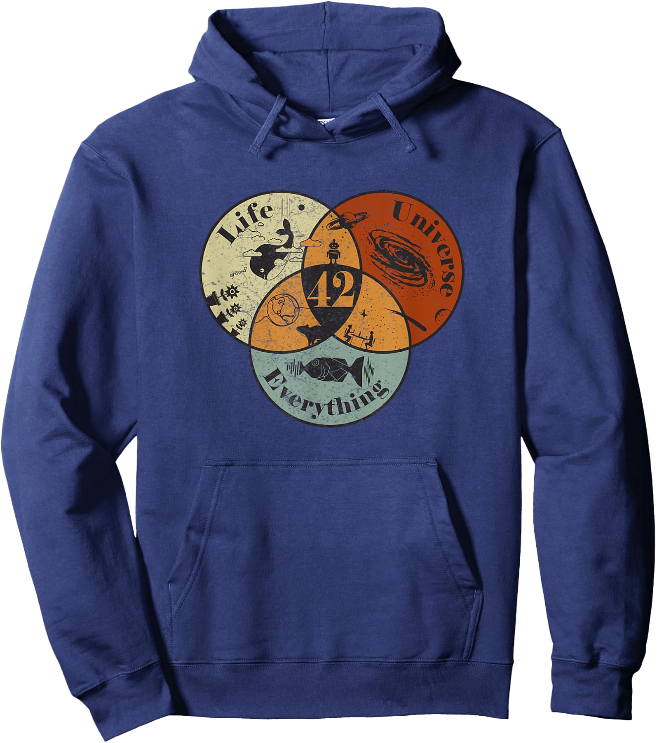 Venn Diagram Life The Universe And Everything - 42 Life Hoodie - Hoodie | Navy
