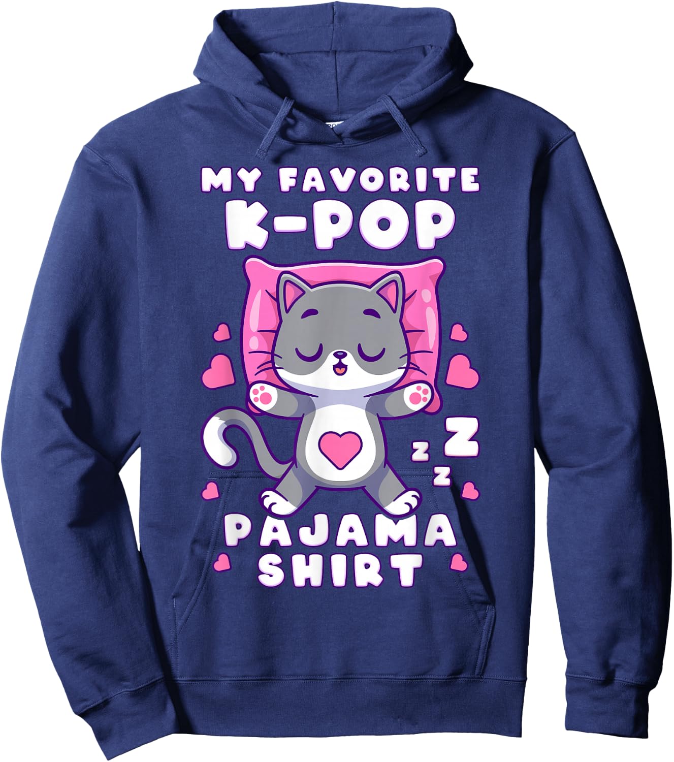 K-Pop Music Sleeping Cat K-Pop Pajamas Hoodie - Hoodie | Navy