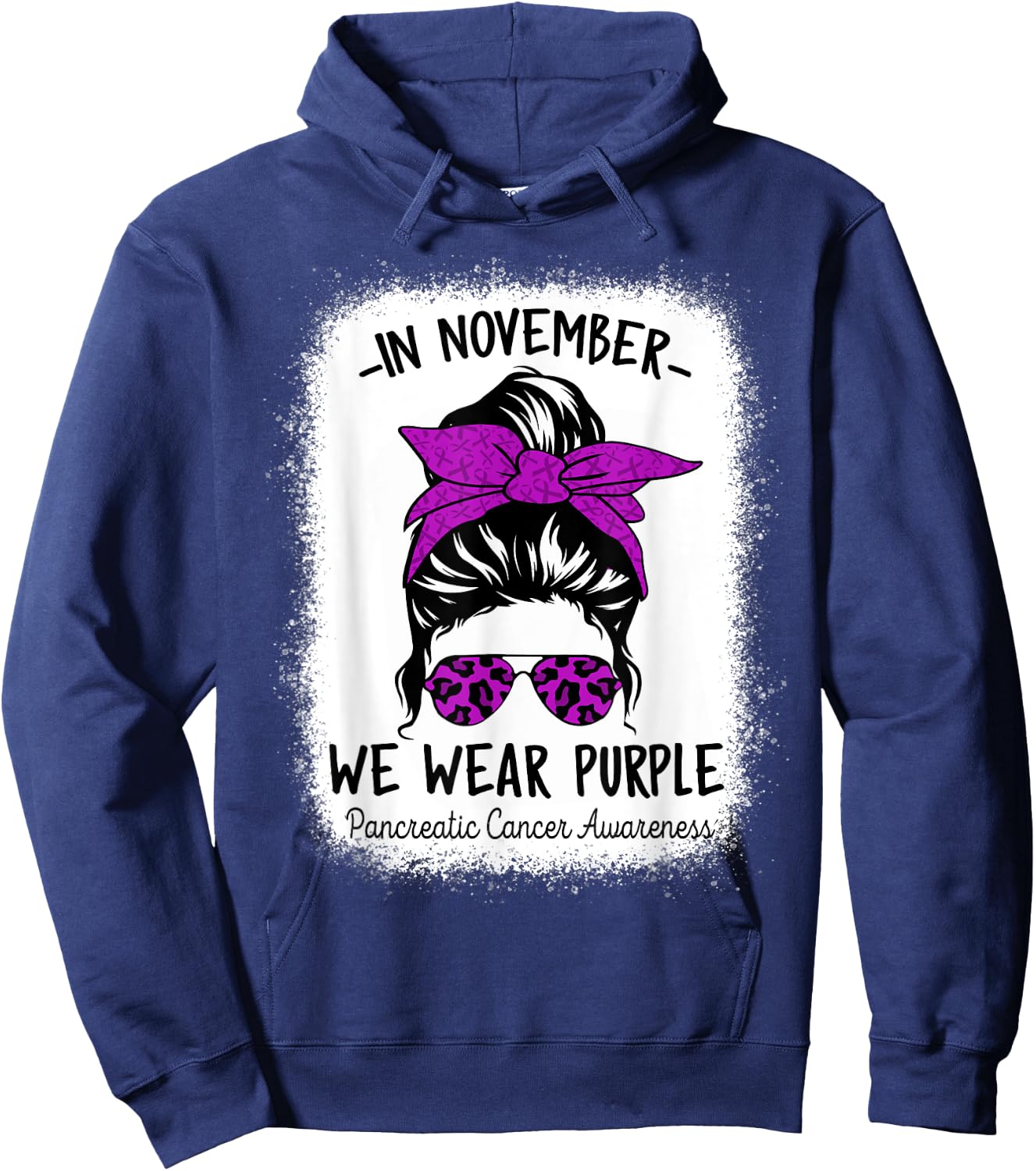 Women In November We Wear Purple Pancreatic Cancer Awareness Hoodie - Hoodie | Navy