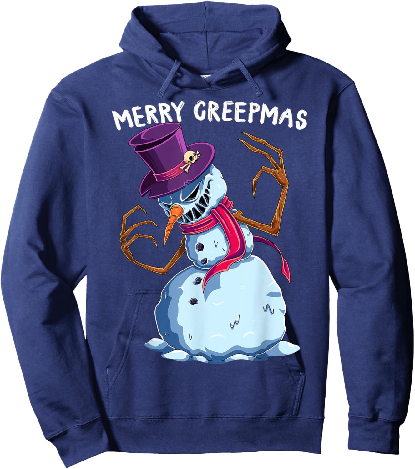 Merry Creepmas Snowman Scary Christmas Evil Monster Xmas Hoodie - Hoodie | Navy