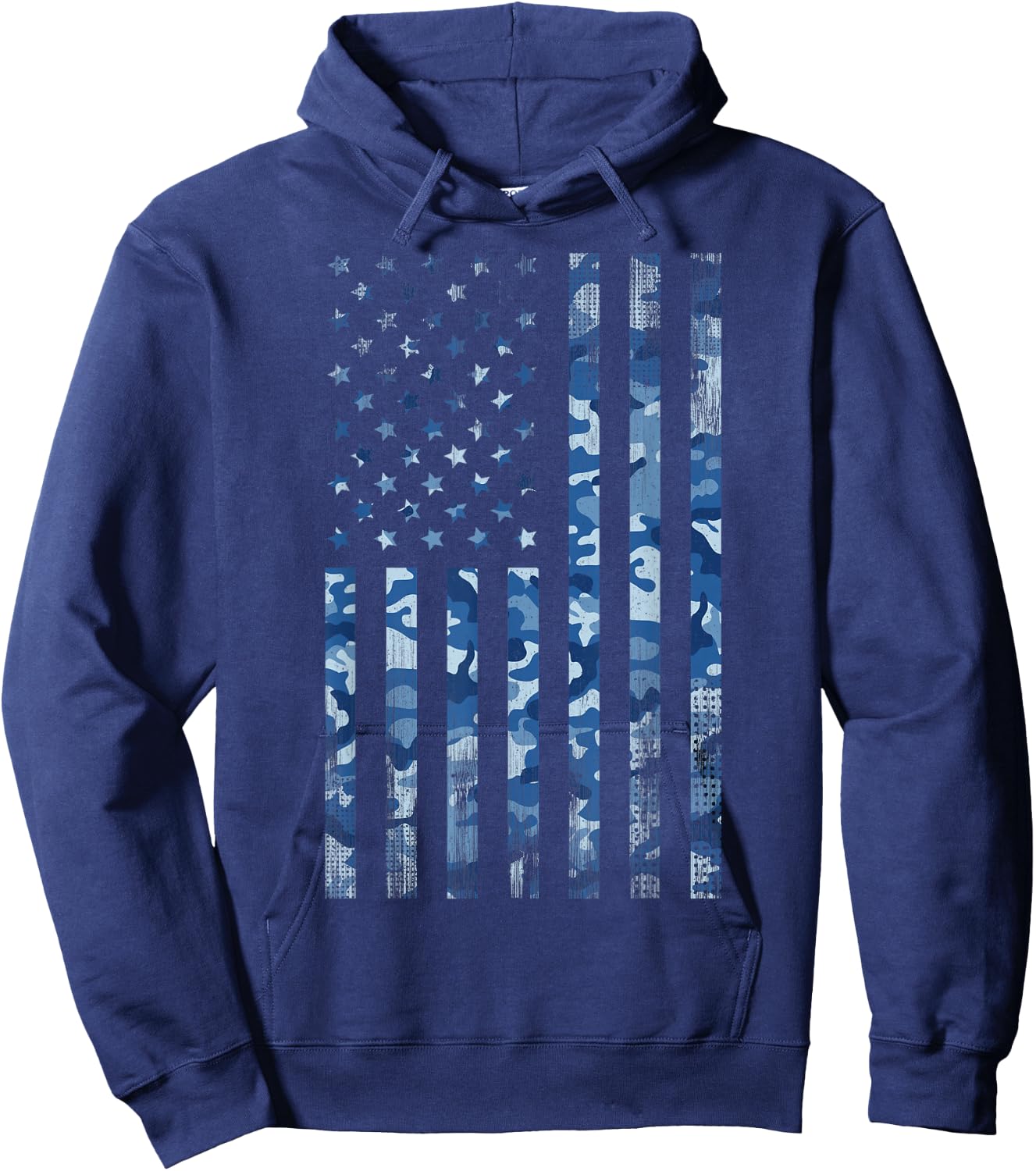 Blue Camo American Flag USA Tactical Ocean Camouflage Hoodie - Hoodie | Navy