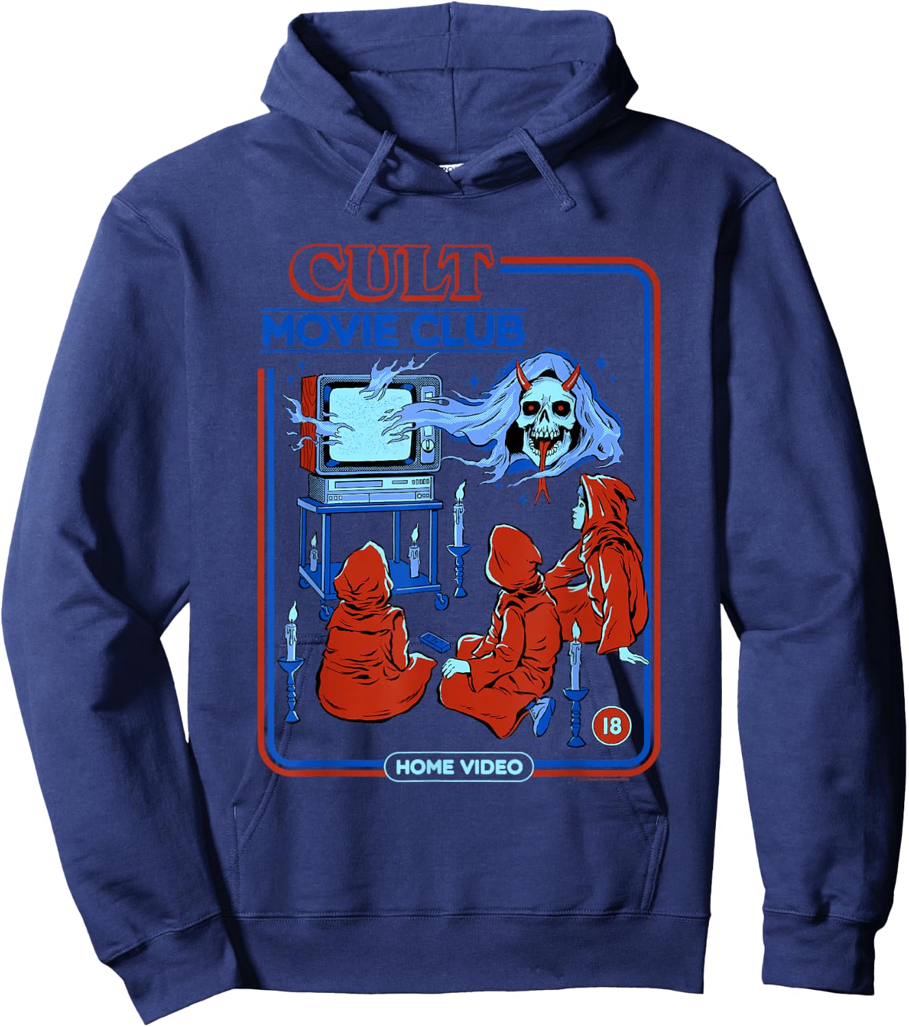Steven Rhodes Cult Movie Club Home Video Retro Dark Humor Hoodie - Hoodie | Navy