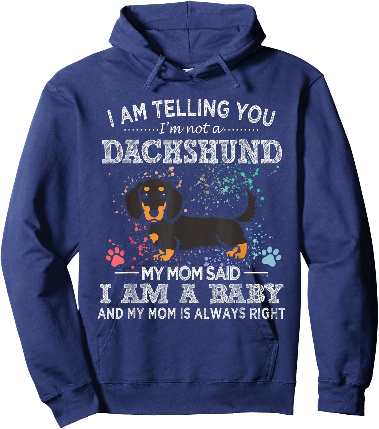 Funny Black And Tan Long-Haired Dachshund Mom Puppy Dog Mama Women Hoodie - Hoodie | Navy
