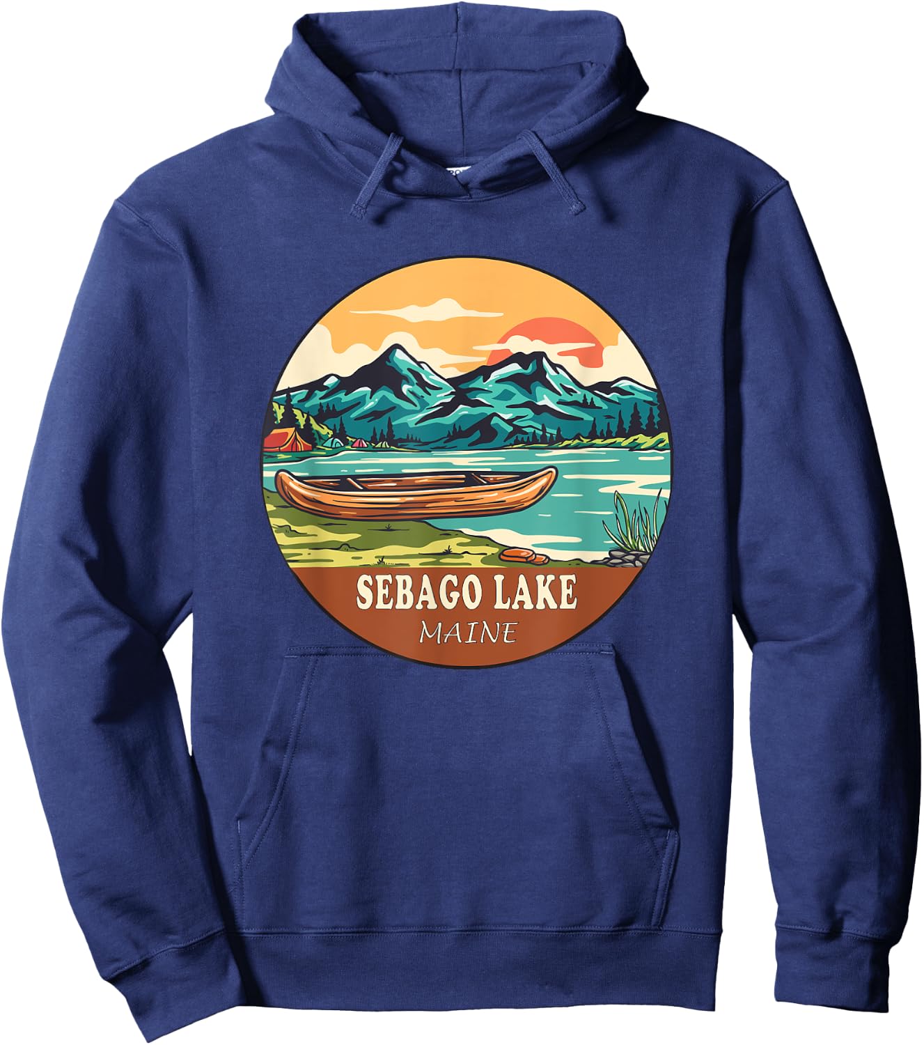 Sebago Lake Vintage Vacation Maine Hoodie - Hoodie | Navy