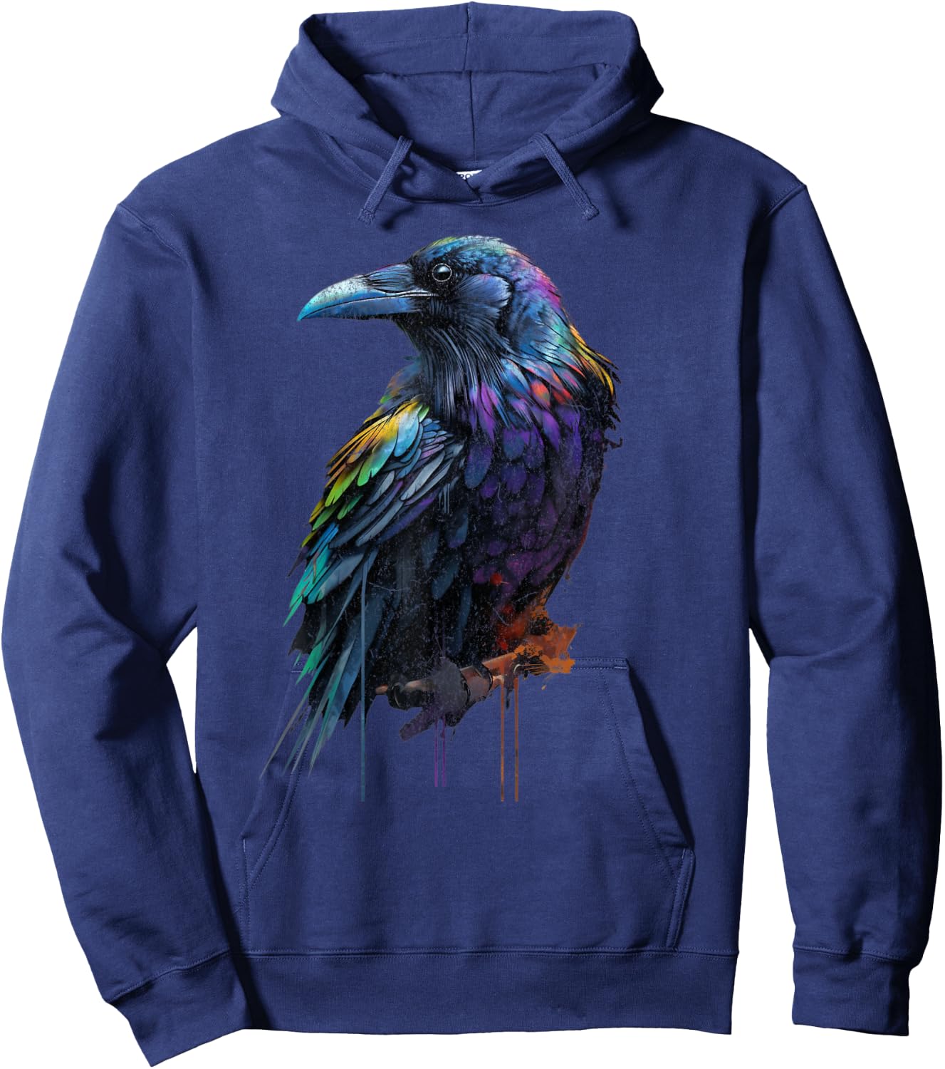 Colorful Cute Raven Crow Birding Bird Animal Lover Retro Hoodie - Hoodie | Navy