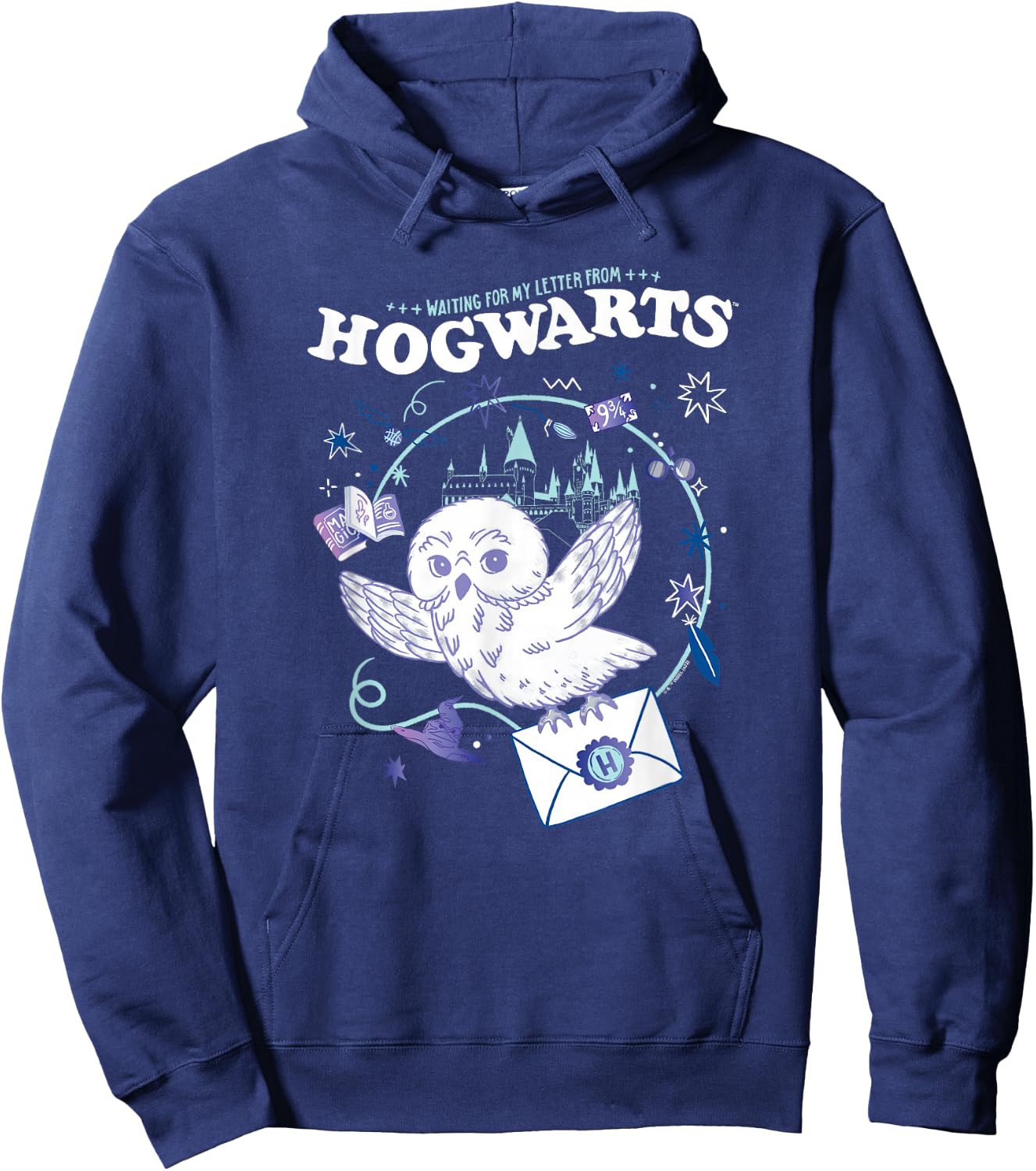 Harry Potter Deathly Hallows 2 Hogwarts Owl Messenger Hoodie - Hoodie | Navy