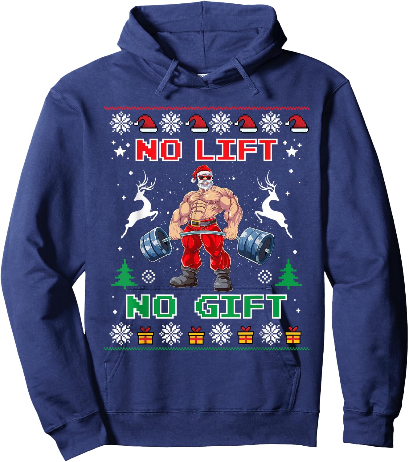 No Lift No Gift Weightlifting Fitness Christmas Bodybuilding Hoodie - Hoodie | Navy