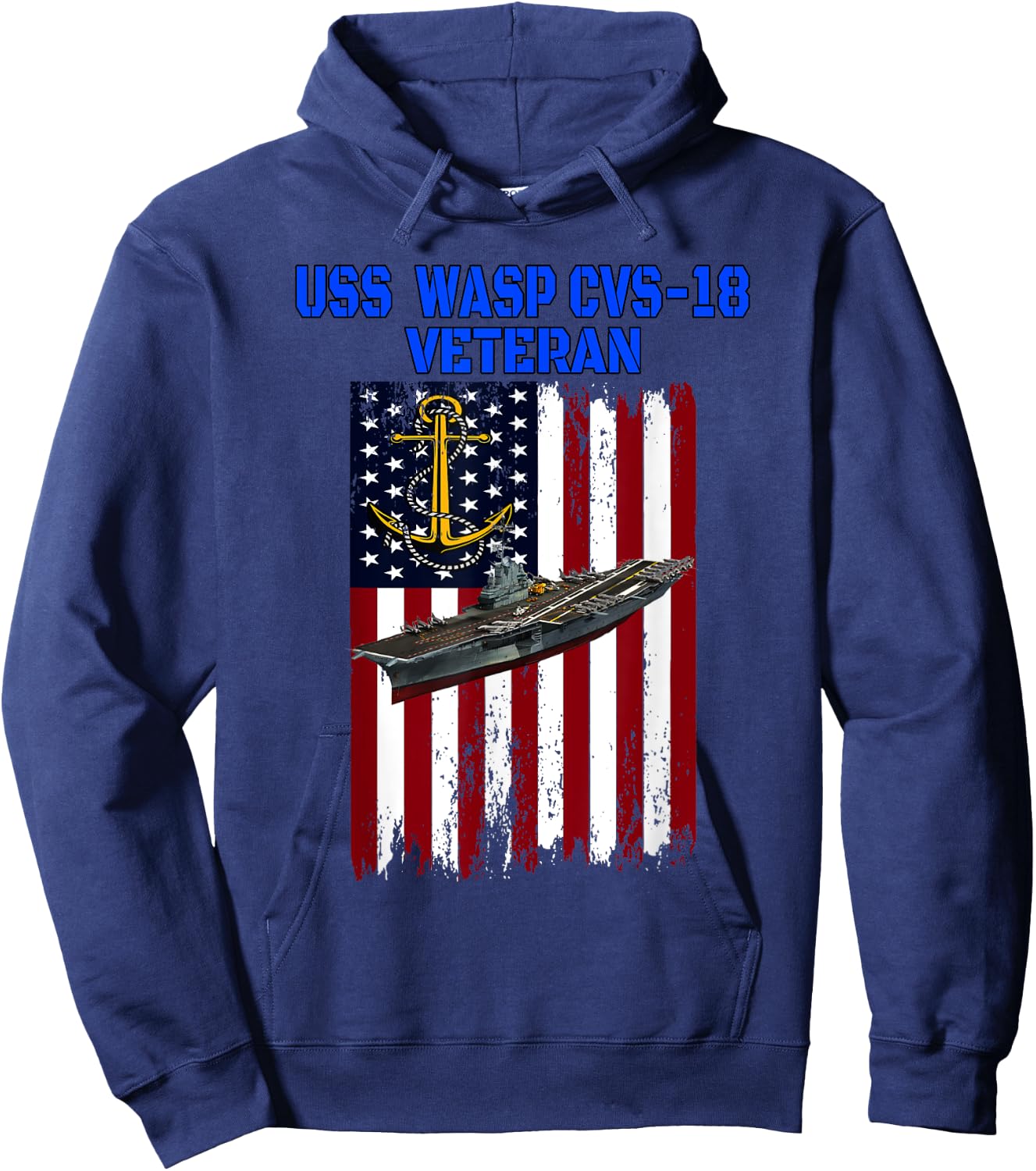 USS Wasp CVS-18 Aircraft Carrier Veterans Day Father's Day Hoodie - Hoodie | Navy