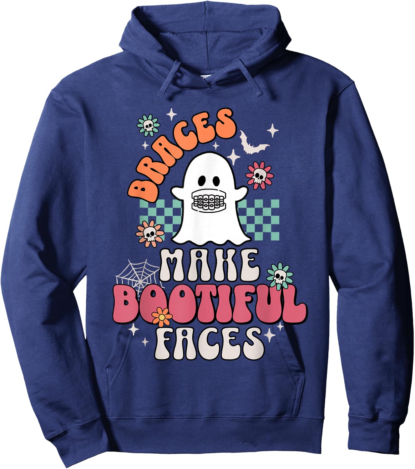 Braces Make Beautiful Faces Groovy Orthodontist Halloween Hoodie - Hoodie | Navy