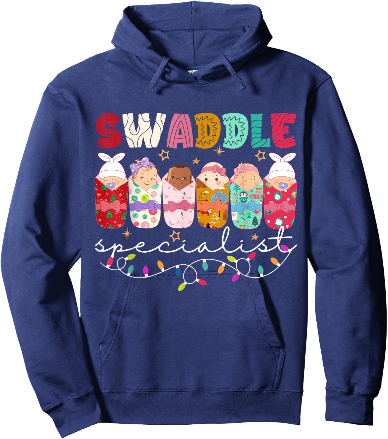 Swaddle Specialist NICU Mother Baby Nurse ICU PICU Christmas Hoodie - Hoodie | Navy