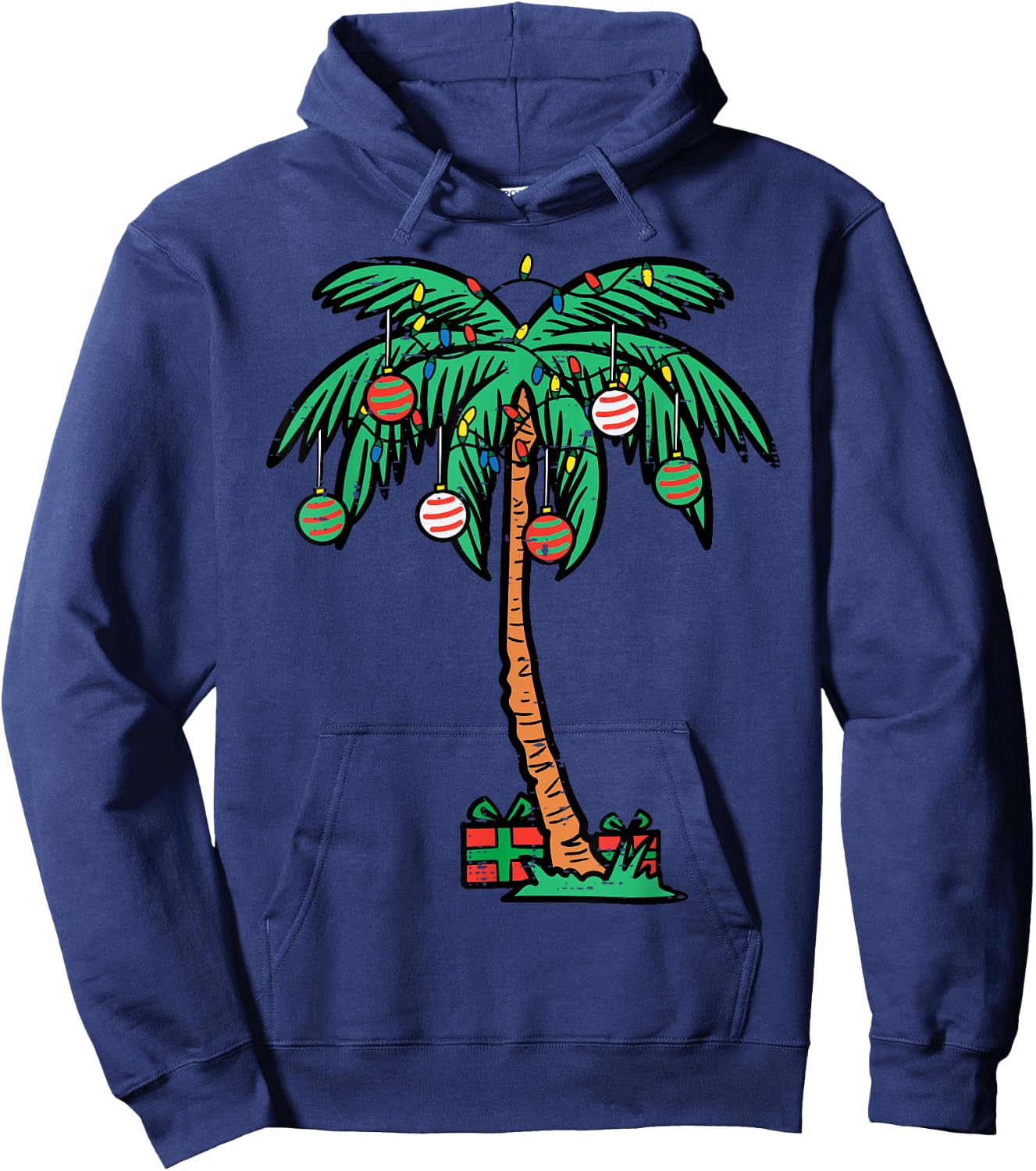Christmas Palm Xmas Tree Tropical Beach Hawaii Women Men Kid Hoodie - Hoodie | Navy