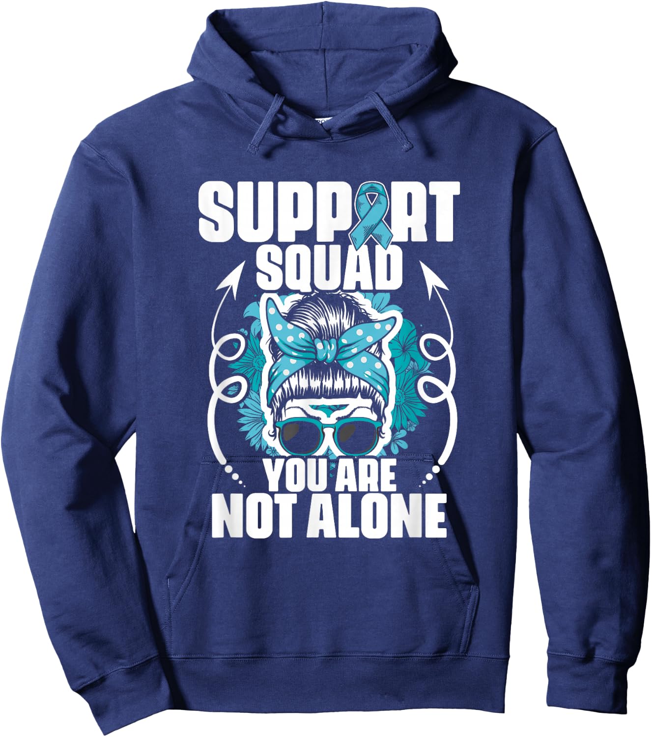 Cervical Support Squad - Ovarian Cancer Teal Cervical Cancer Hoodie - Hoodie | Navy