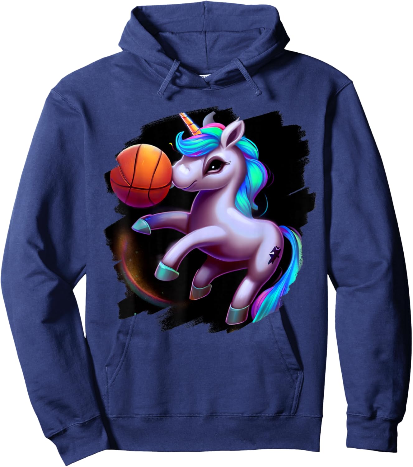Unicorn Playing Basketball Cool Funny Unicorns Basketball Hoodie - Hoodie | Navy