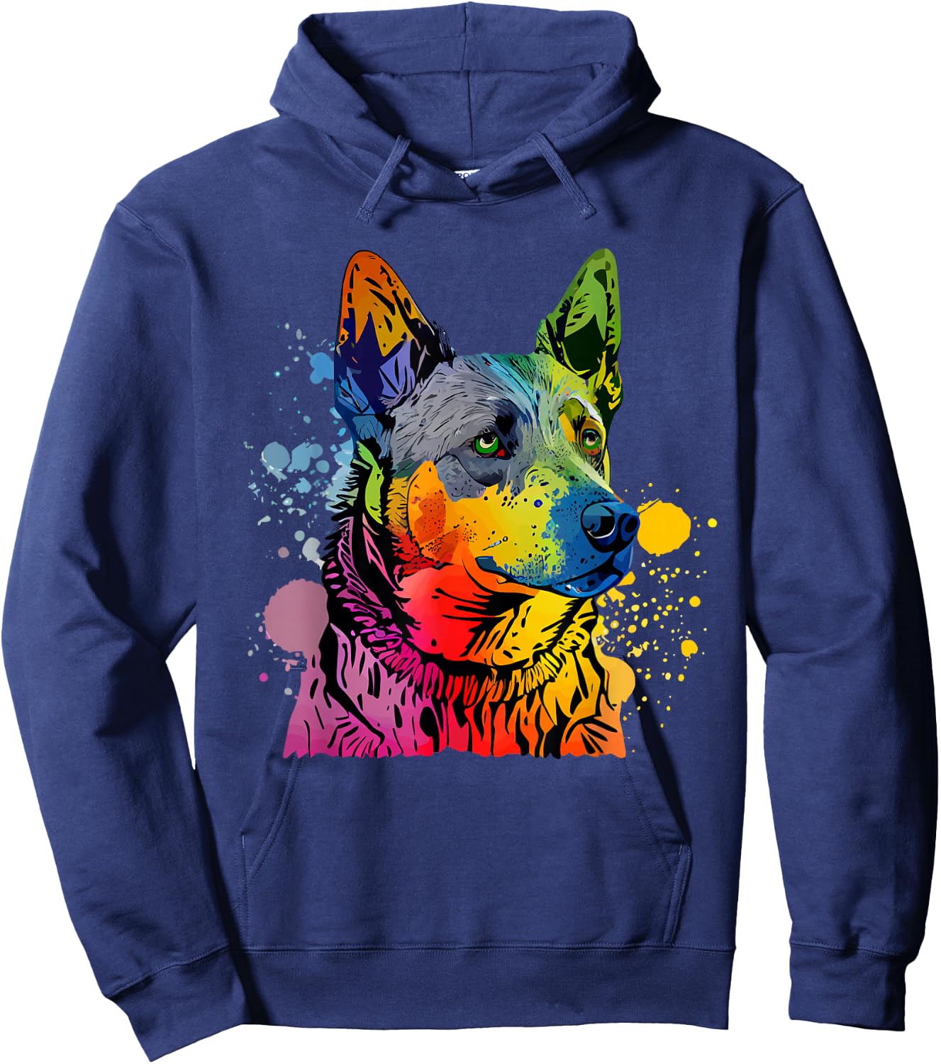 Australian Cattle Dog Heeler Colorful Pop Art Splash Art Hoodie - Hoodie | Navy