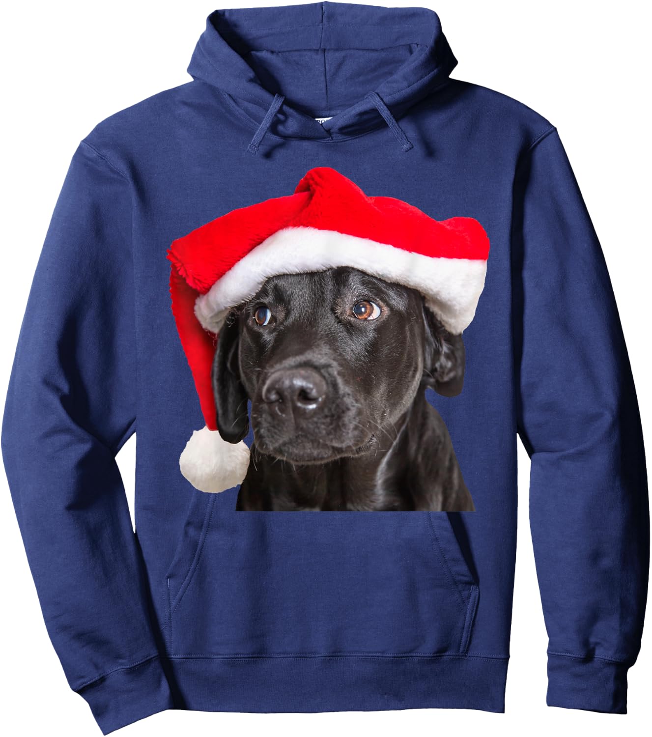 Cute Black Lab Santa Hat Christmas Dog Labrador Retriever Women Kids Hoodie - Hoodie | Navy